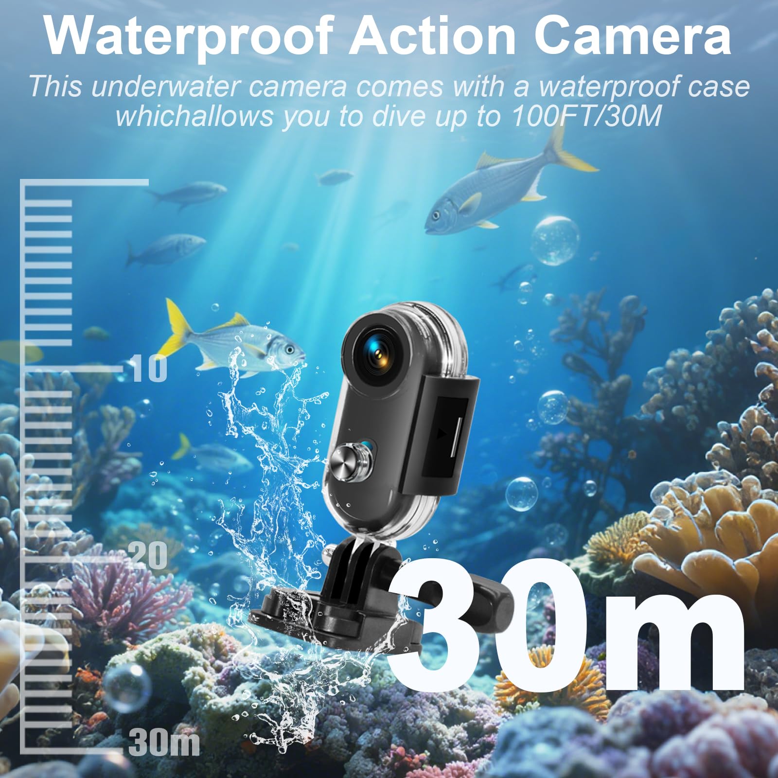 Action Cam WiFi, HD 1080P Mini Sportkamera mit 32 GB Speicherkarte , 360° Kleine Action Kamera, Fahrrad Video Kamera, Motorrad Helm Kamera mit Vielfältigem Zubehör für Reisen/ Outdoor /Haustiere