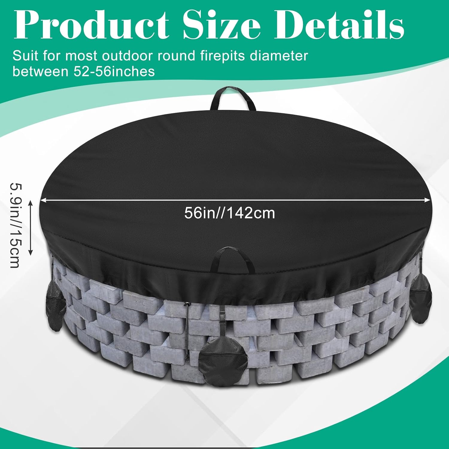 Outdoor Built in Fire Pit Cover, Luxiv Outdoor Fire Pit Cover for In Ground Firepit Waterproof Dustproof 600D Oxford Fabric Built in Stone Firepit Cover