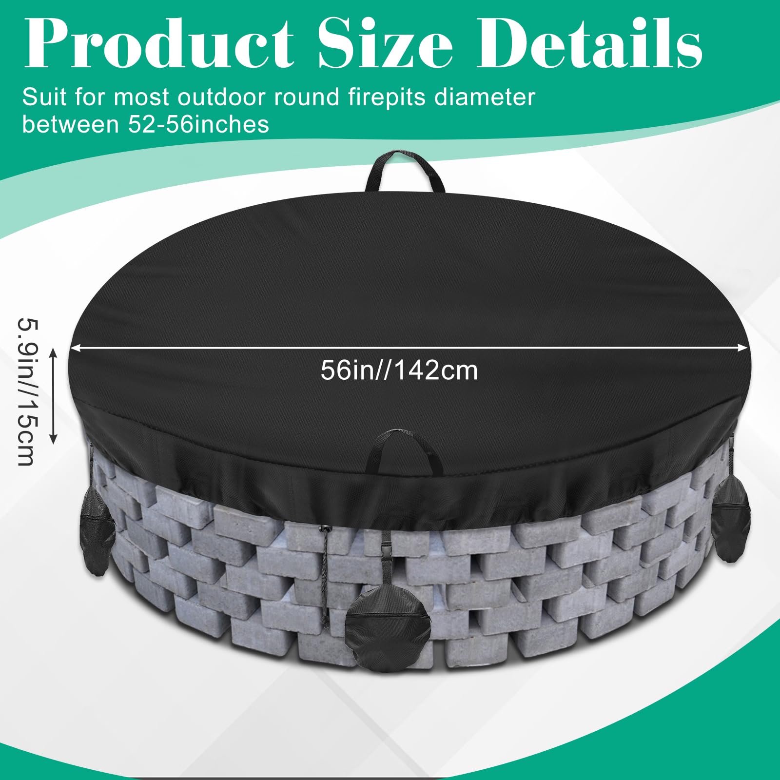 Outdoor Built in Fire Pit Cover, Luxiv Outdoor Fire Pit Cover for In Ground Firepit Waterproof Dustproof 600D Oxford Fabric Built in Stone Firepit Cover