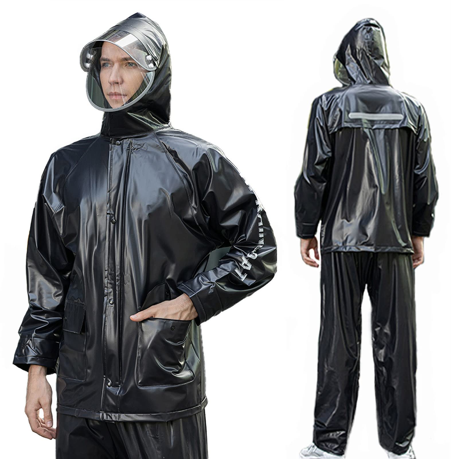 wasserdichte Jacke und Hose Set, wasserdichtes Regen Getriebe Motorrad Radfahren Regenmantel Set Split Jacke Hosen Sets für Regen Wetter - Schwarz M/l/XL/XXL / 3XL