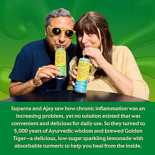 Miniatura 6 de Golden Tiger Limonada espumosa de cúrcuma, limón y lima, curcumina y jengibre para la inflamación, bebida orgánica de bienestar con superalimentos y