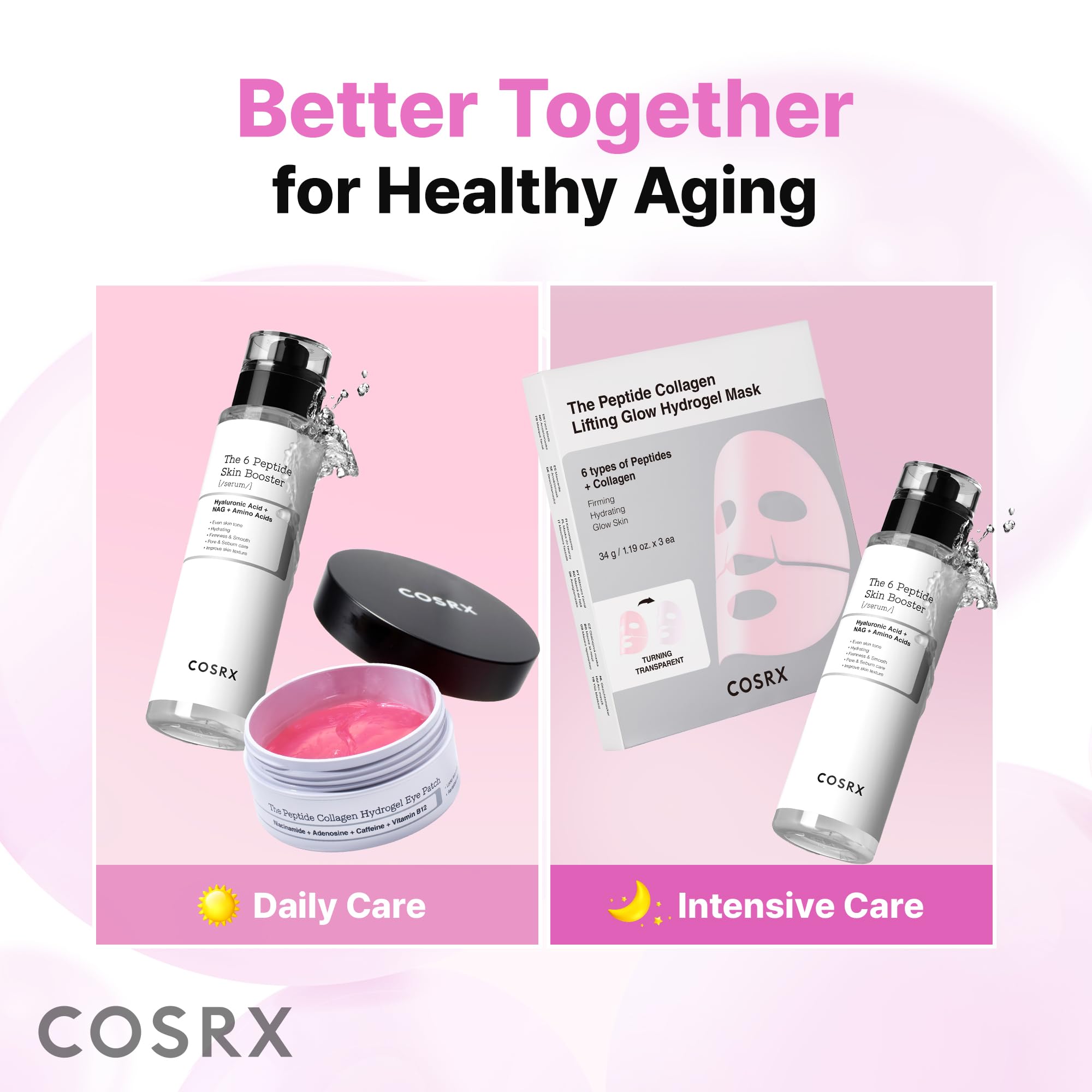 COSRX Peptide Collagen Hydrogel Eye Patch, 60 Patches, Patch Contorno Occhi per Borse e Occhiaie con Caffeina, Korean Skincare