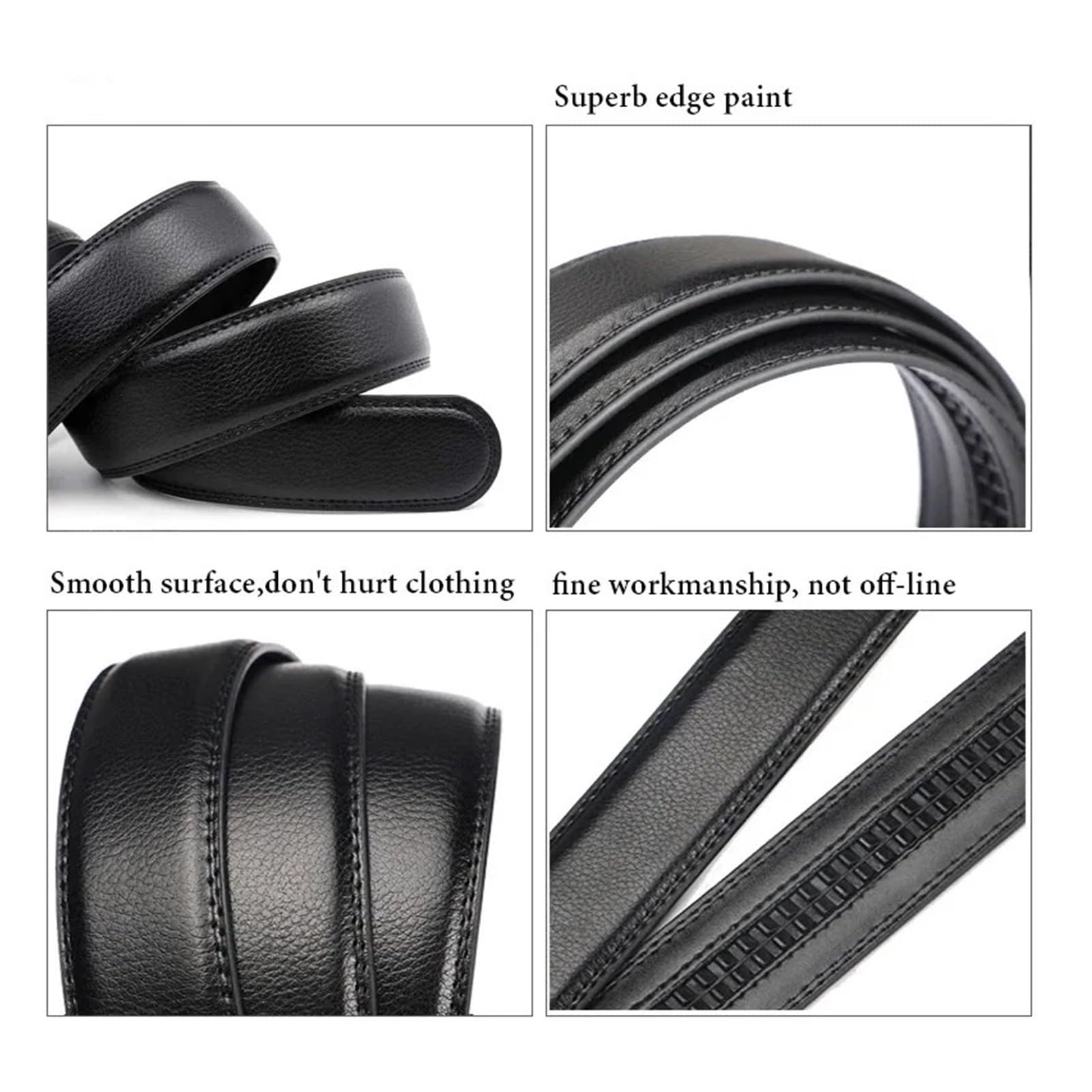 Ceinture Homme Ceinture en cuir noir for homme, avec boucle automatique, for jeans