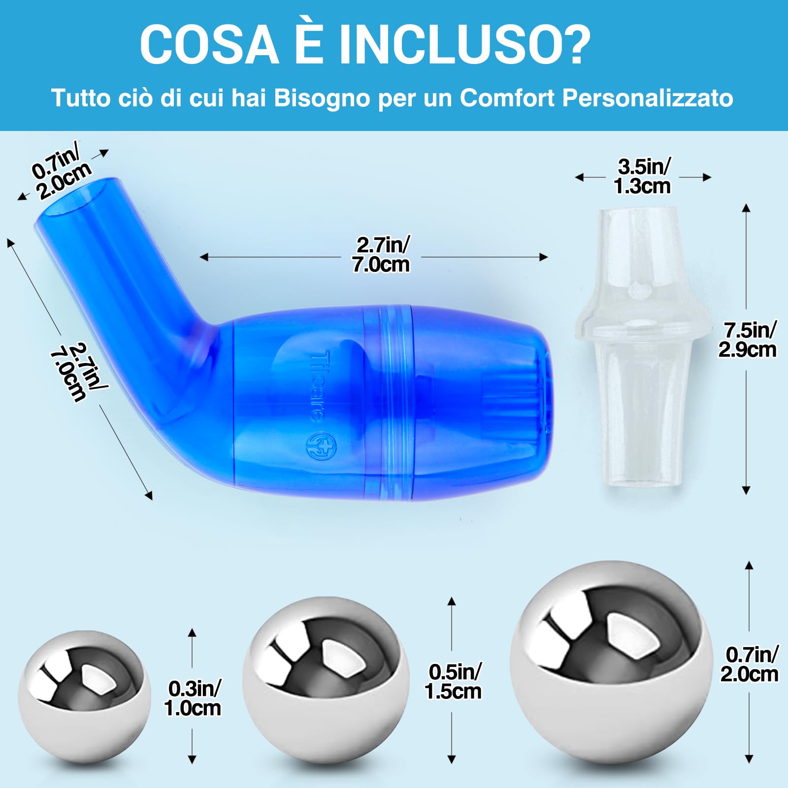 Tilcare Espansore Polmonare di Respirazione e Dispositivo di Rimozione del Muco - Esercizio Fisico e Terapia di Pulizia - Ottimo Trattamento per BPCO, Asma, Bronchite, Fibrosi Cistica o Sollievo