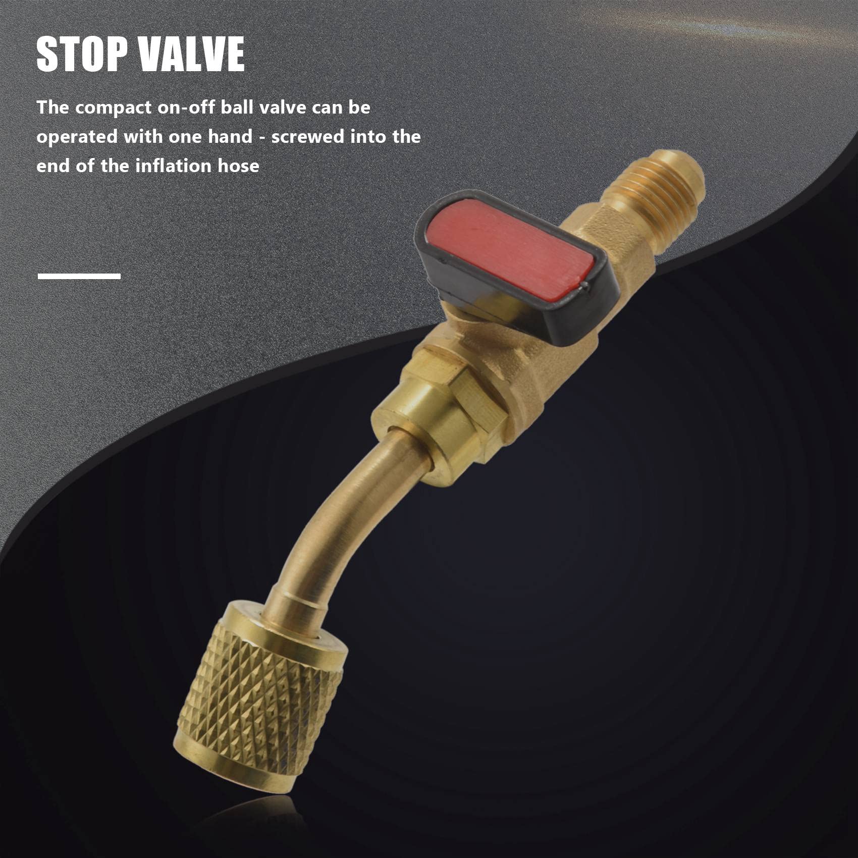 Tsadeer Valvola a Sfera Compatta Ad Angolo 1/4 di Pollice SAE, Valvola di Chiusura del Refrigerante R410A R134A del Condizionatore D'Aria, 3 Valvole di Chiusura R410A R134A