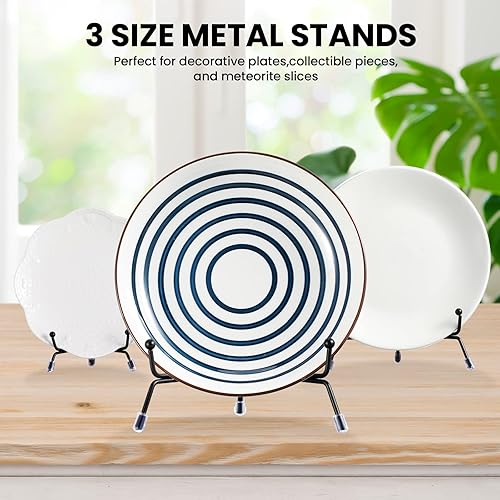 Miniatura 4 de Chumia 18 soportes de placa antideslizantes para exhibición, caballete de hierro negro, soporte para portarretratos para exhibición, fotos