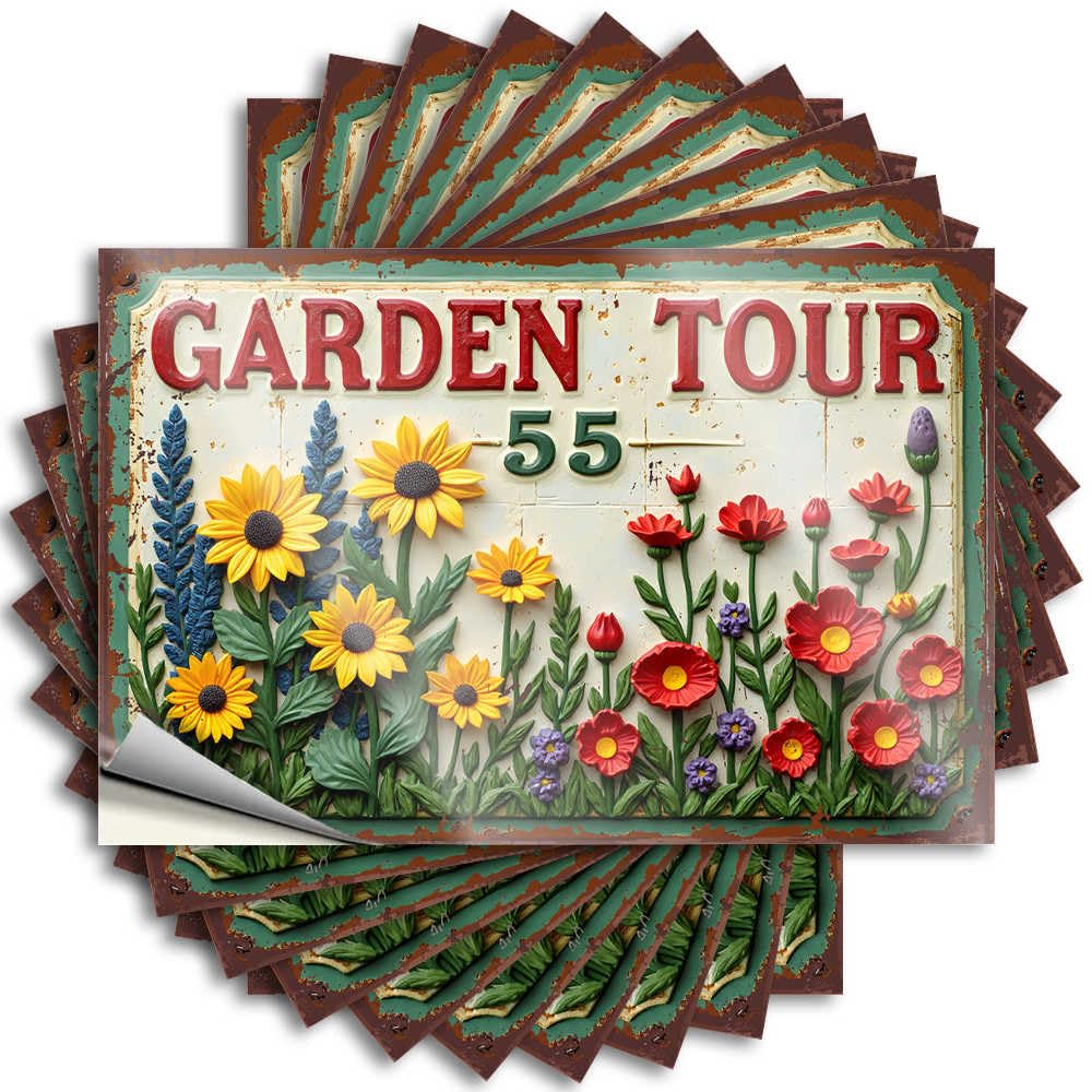 Bumper Funny Easy Apply | Colorful Garden Tour Sign with Sunflowers and Wildflowers Tall Bumper Peel and Stick(6X9CM)