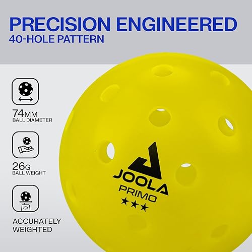 Miniatura 3 de JOOLA Primo Pickleball Balls - Tournament Indoor and Outdoor Pickleball Balls - USAPA Approved - Ideally Weighted and Precision Crafted 40 Hole