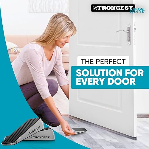 Miniatura 5 de Tope de puerta más fuerte, cuña de tope de puerta resistente hecho de zinc y goma de alta calidad que se adapta a cualquier puerta, cualquier piso.