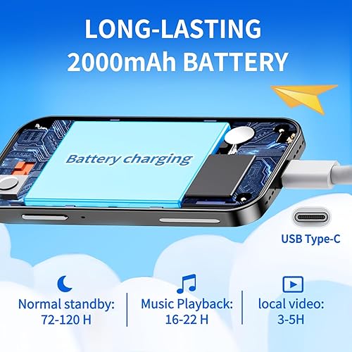 Miniatura 9 de Mini reproductor MP3 con Bluetooth y WiFi, pantalla táctil de 3.88 pulgadas, reproductor de música portátil, Android 10, 2GB+16GB, ampliable a