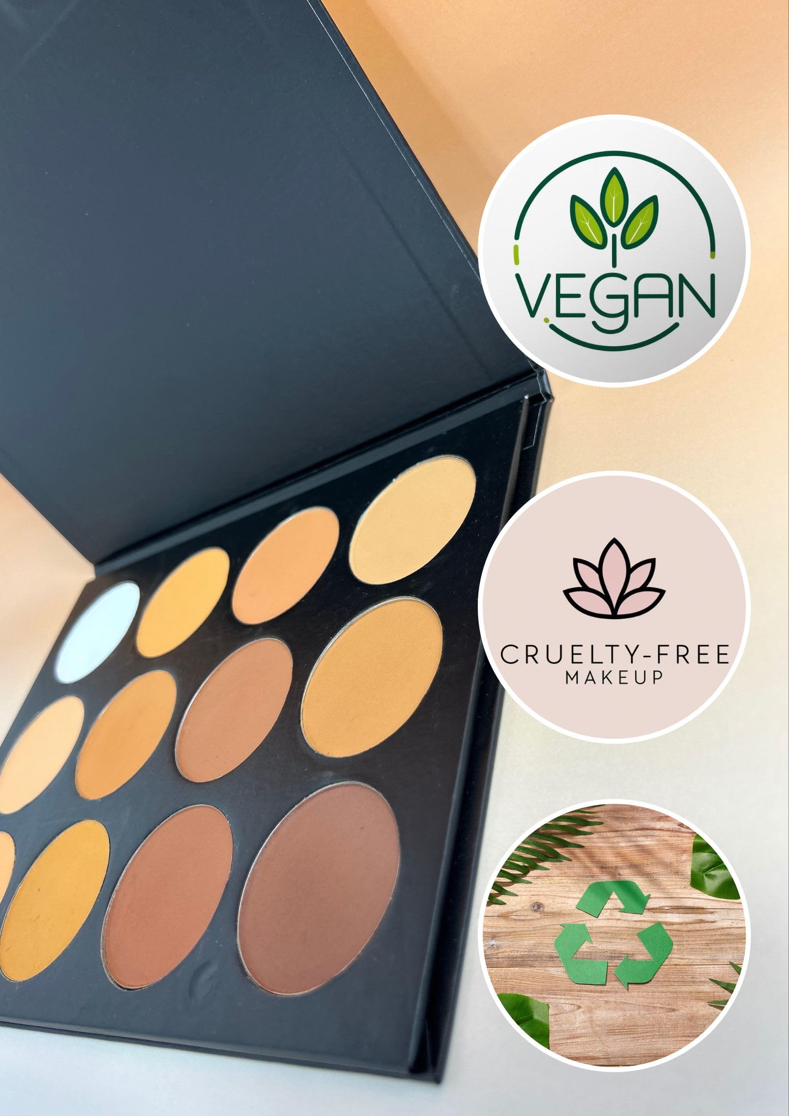 Palette de contour en poudre - contouring - HD - Mat - Vegan - 12 couleurs mat très pigmentées - longue durée pour contouring et illumination de teint