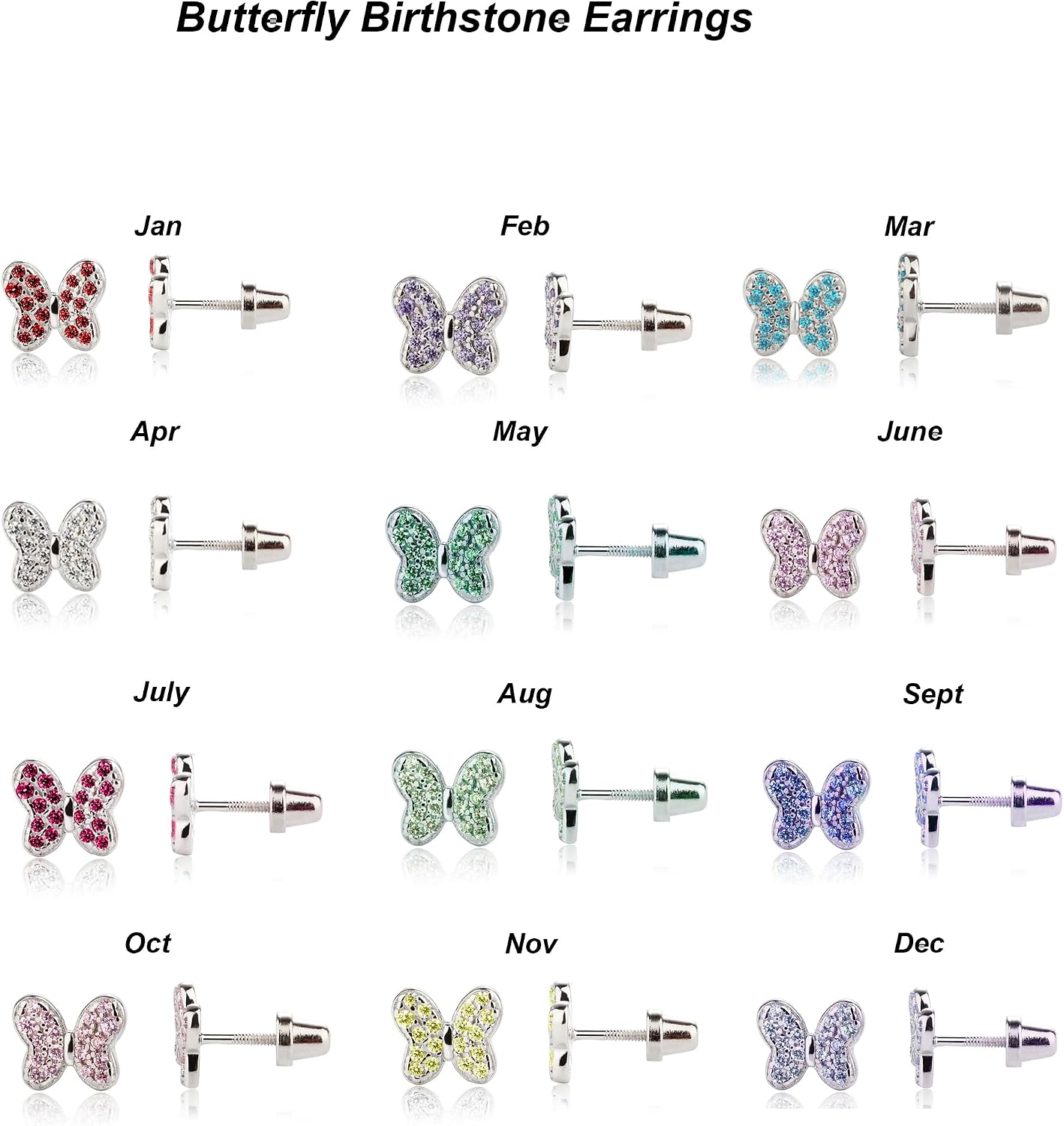 Cherished Moments Birthstone Screw-Back Earrings, .925 Sterling Silver