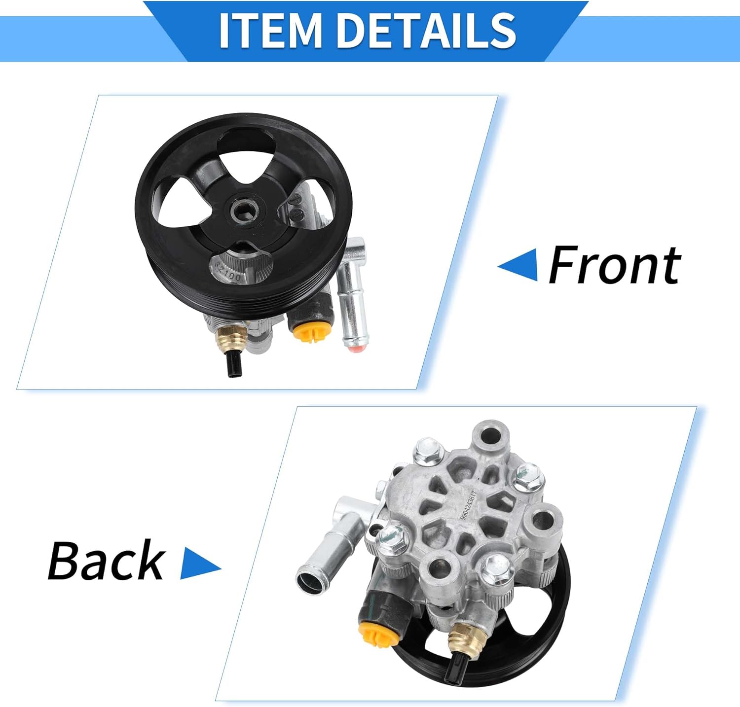 Power Steering Pump Compatible for Toyota Camry V6 3.5L 2007-2011 for Toyota Avalon V6 3.5L 2005-2012, Consistent Aluminum Alloy Silver Tone No.4431033170/4431004140 with Pulley