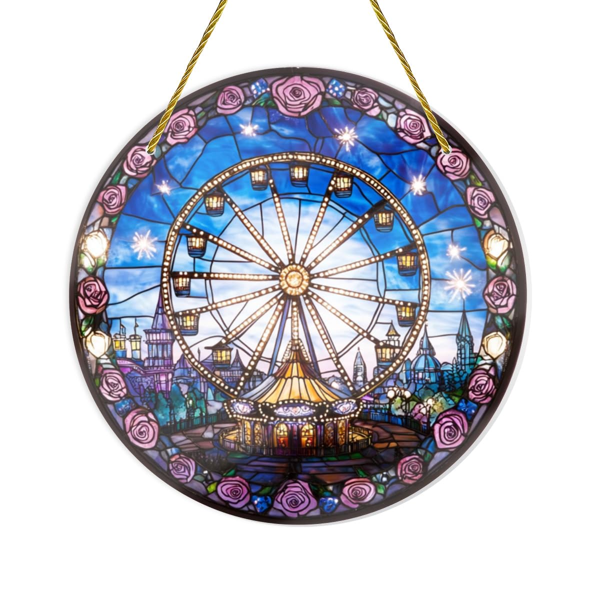 Amazon.com: Vextrovia Flowers and Ferris Wheel Stained Glass