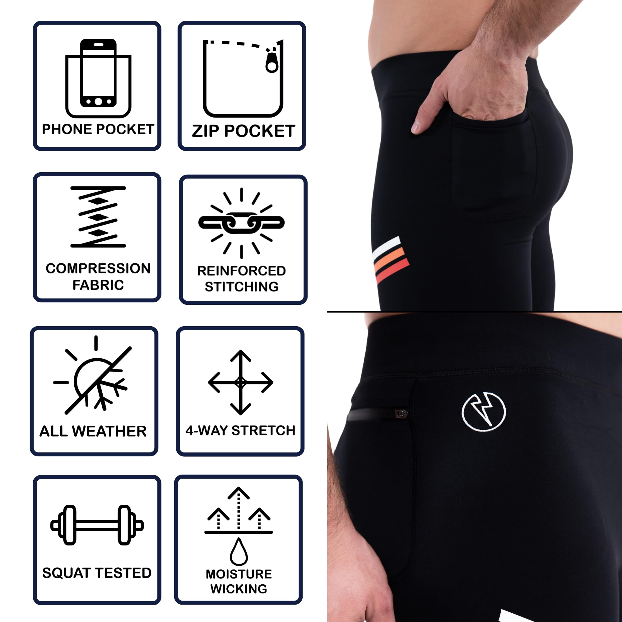 Kapow Meggings Męskie legginsy Performance Pro Sport Kompresja z kieszeniami