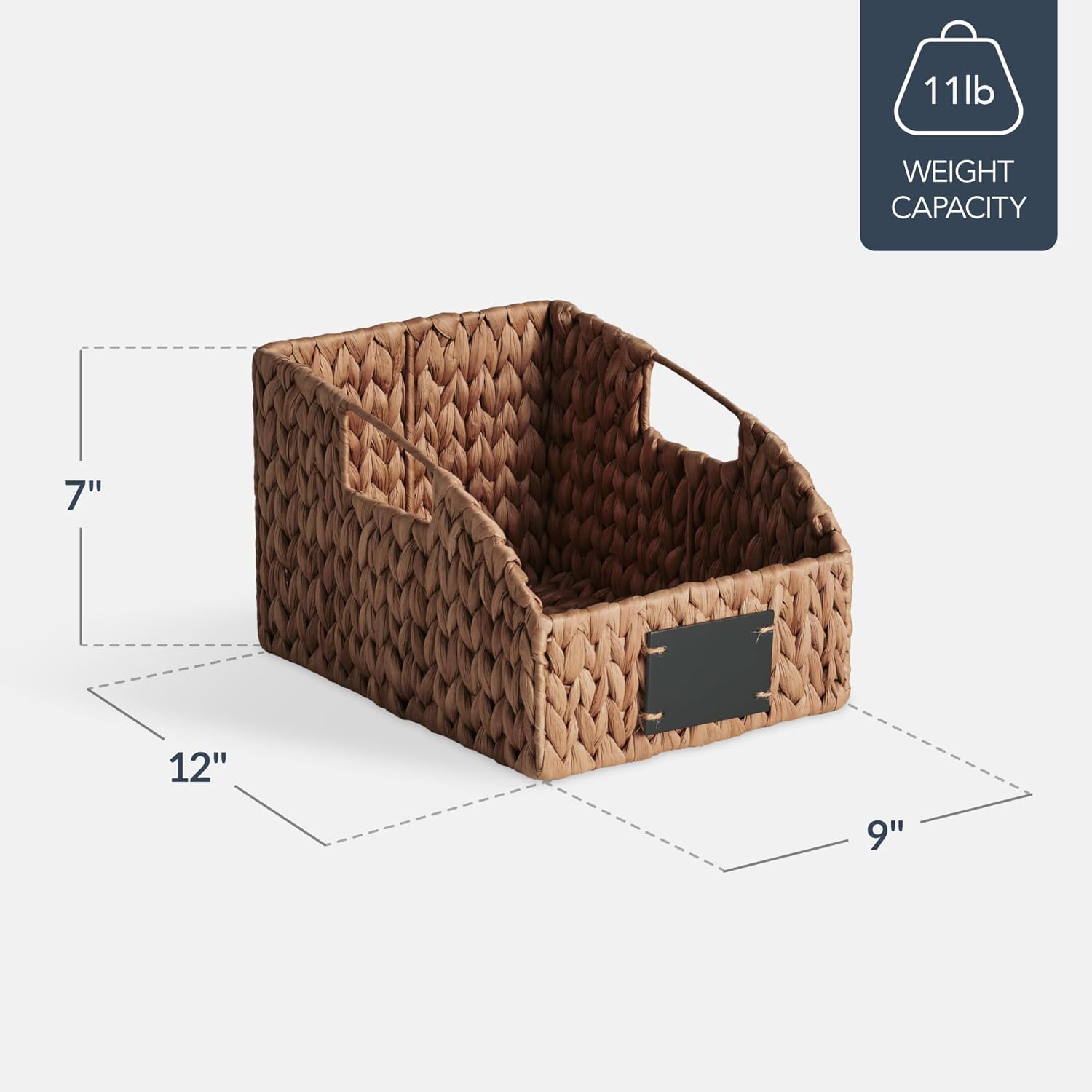 Best Choice Products Pantry Baskets for Organizing, Wicker Basket w/Built-in Handles, Handwoven Wicker Storage Baskets for Shelves, Water Hyacinth, 2-Pack - Chestnut