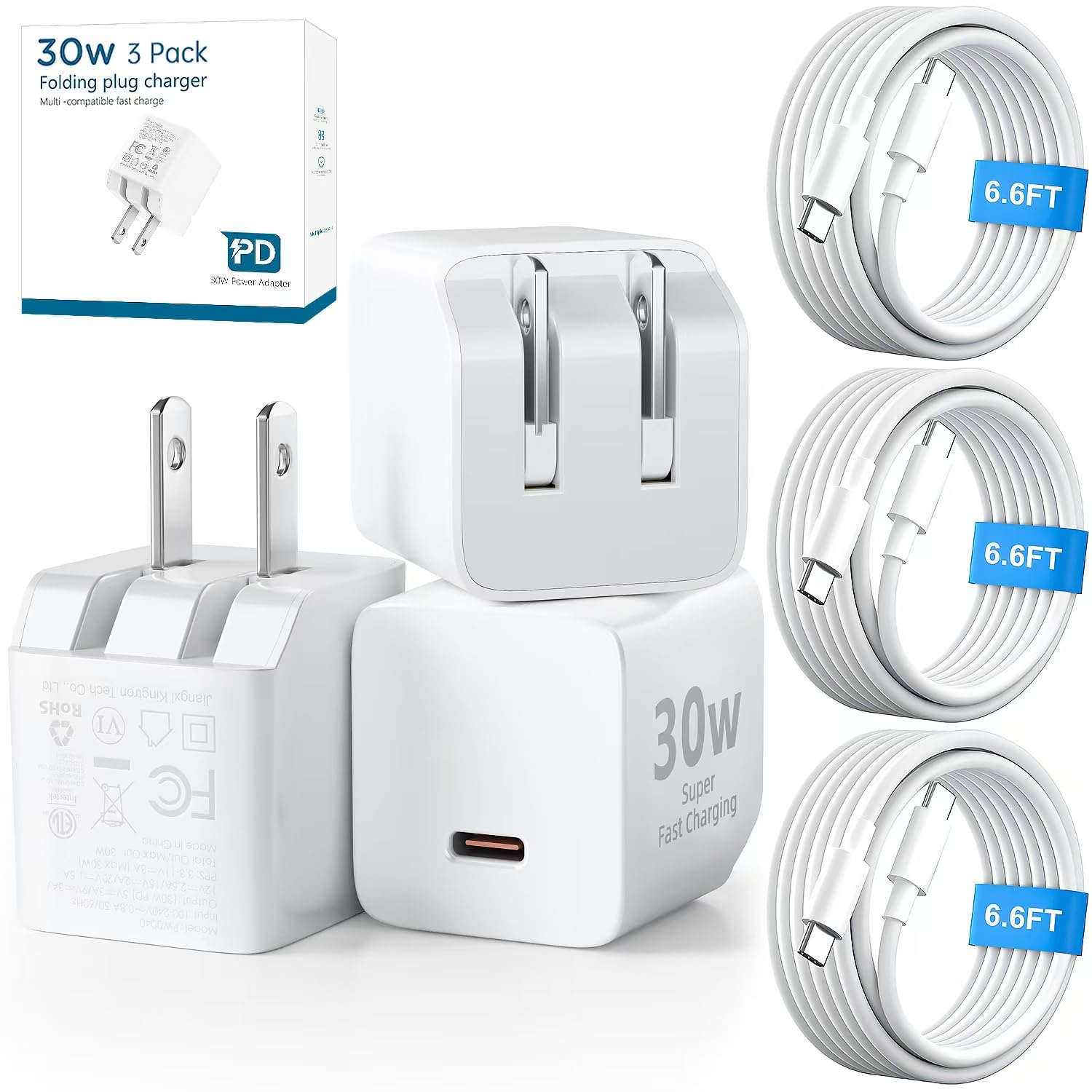 iPhone 15 16 17 Charger Fast Charging,6.6 FT Long USB C Charger Cord with 30W Type C Phone Fast Charging Block for iPhone 17/16/Pro/Pro max/16 Plus, iPhone 15/15 pro/15 pro max/15 Plus,iPad,Android