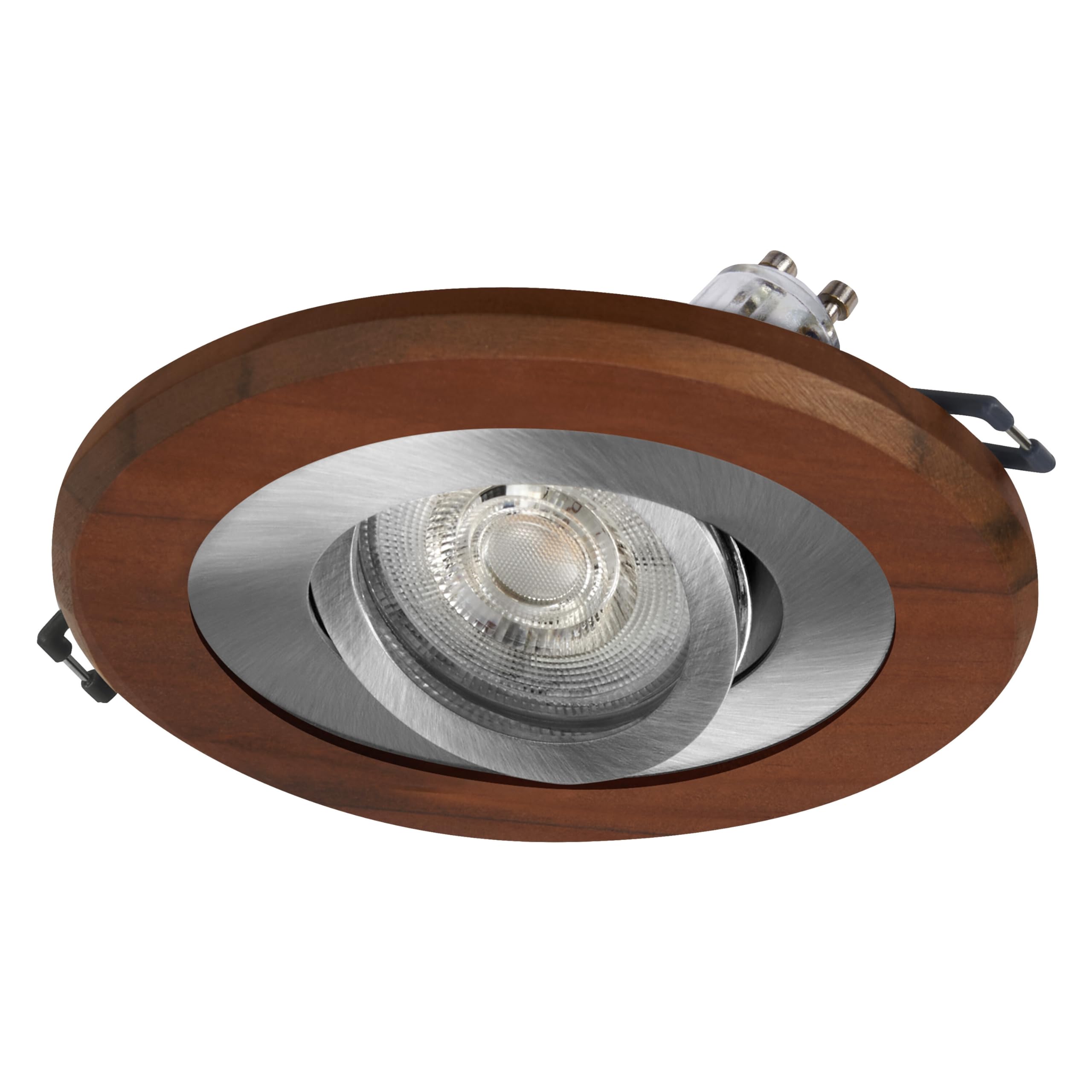 Wood GU10 Dark 4.5 W LED Spot Light, Satin Nickel, Wood Look, Aluminium, Natural Material Combination, Pack of 3