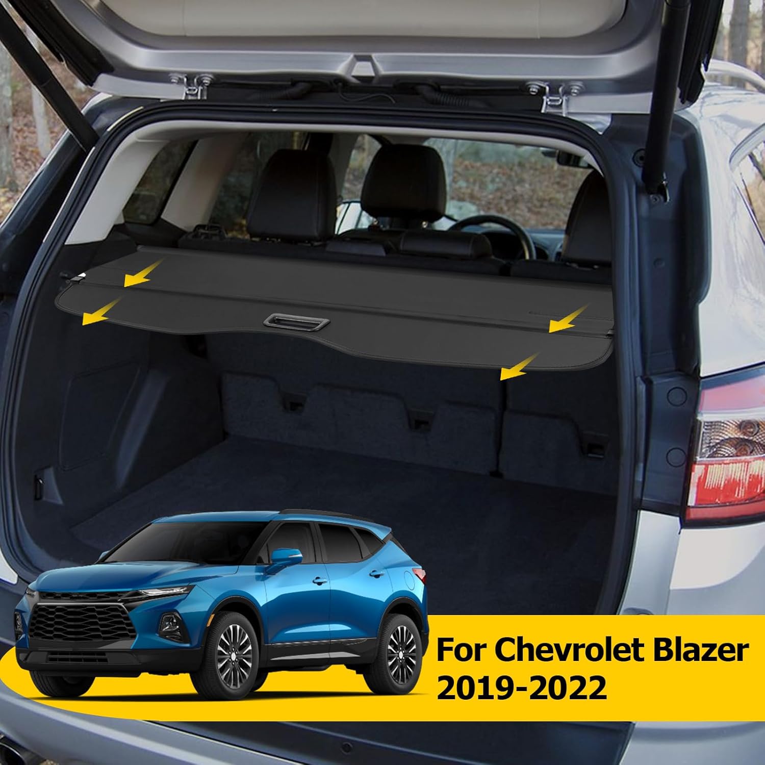 AUXMART Retractable Cargo Cover for Chevrolet Blazer 2019-2026 Cargo Rear Cover Trunk Retractable Shielding Shade for Chevrolet Blazer 2020 2021 2022 2023 2024 2025