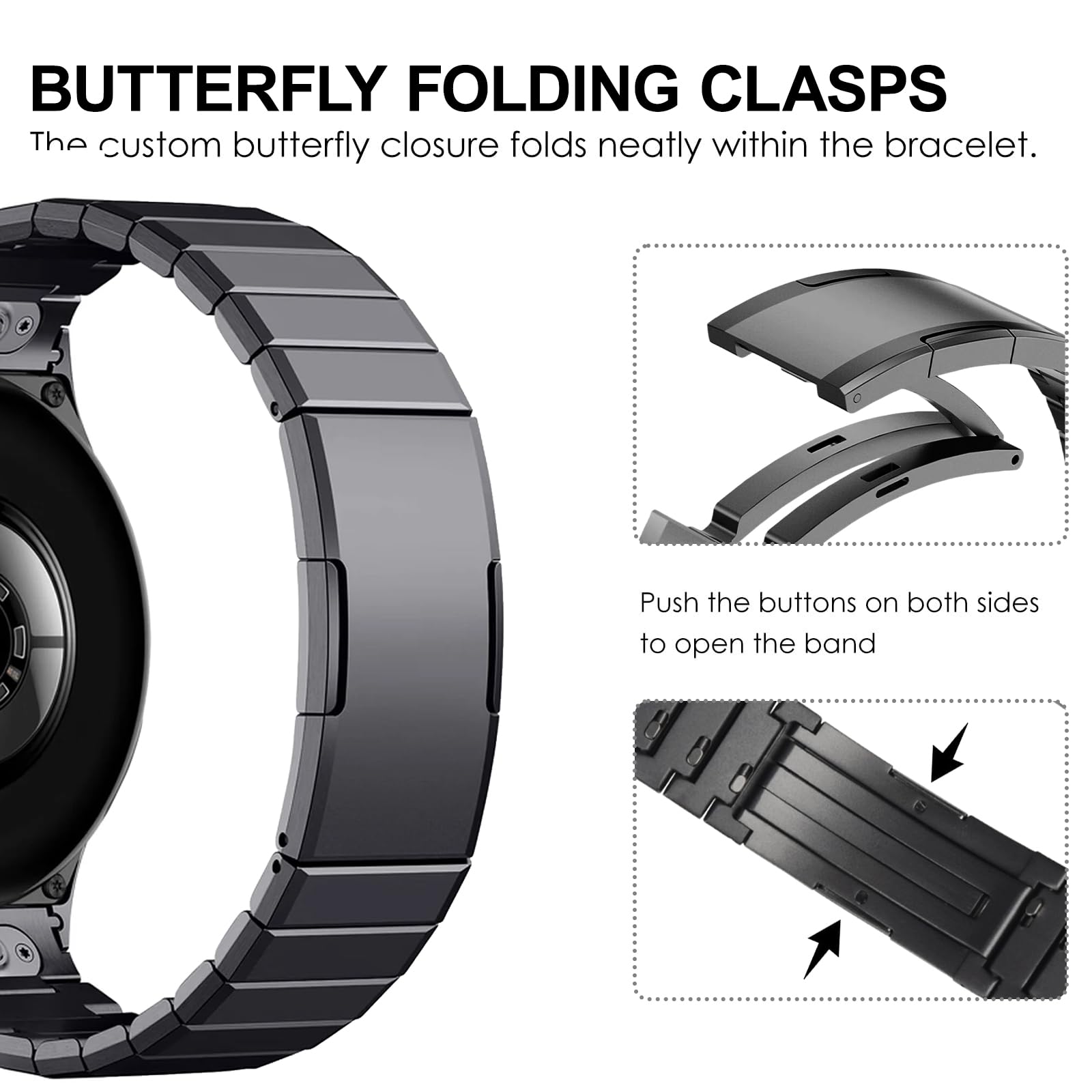 Cinturino in Titanio per Huawei Watch GT6 Pro 46mm, Rivestimento DLC, Fibbia a Scatto - Leggero, Antigraffio, Design Modulare per Huawei GT6 Pro 46mm