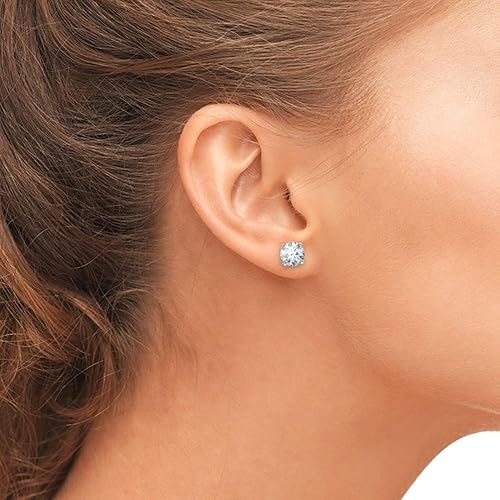 Miniatura 5 de Pendientes de tuerca con diamante de corte redondo de 1 quilate natural de 4 puntas en oro blanco de 14 quilates