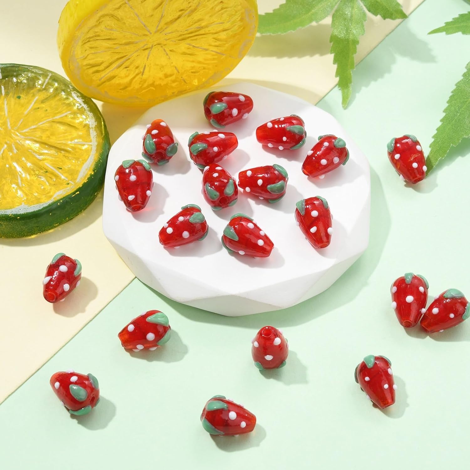 DanLingJewelry 10Pcs Red Strawberry Bumpy Lampwork Glass Beads 3D Fruit Glass Spacer Loose Beads for Bracelets Necklaces Jewelry Making - Image 5