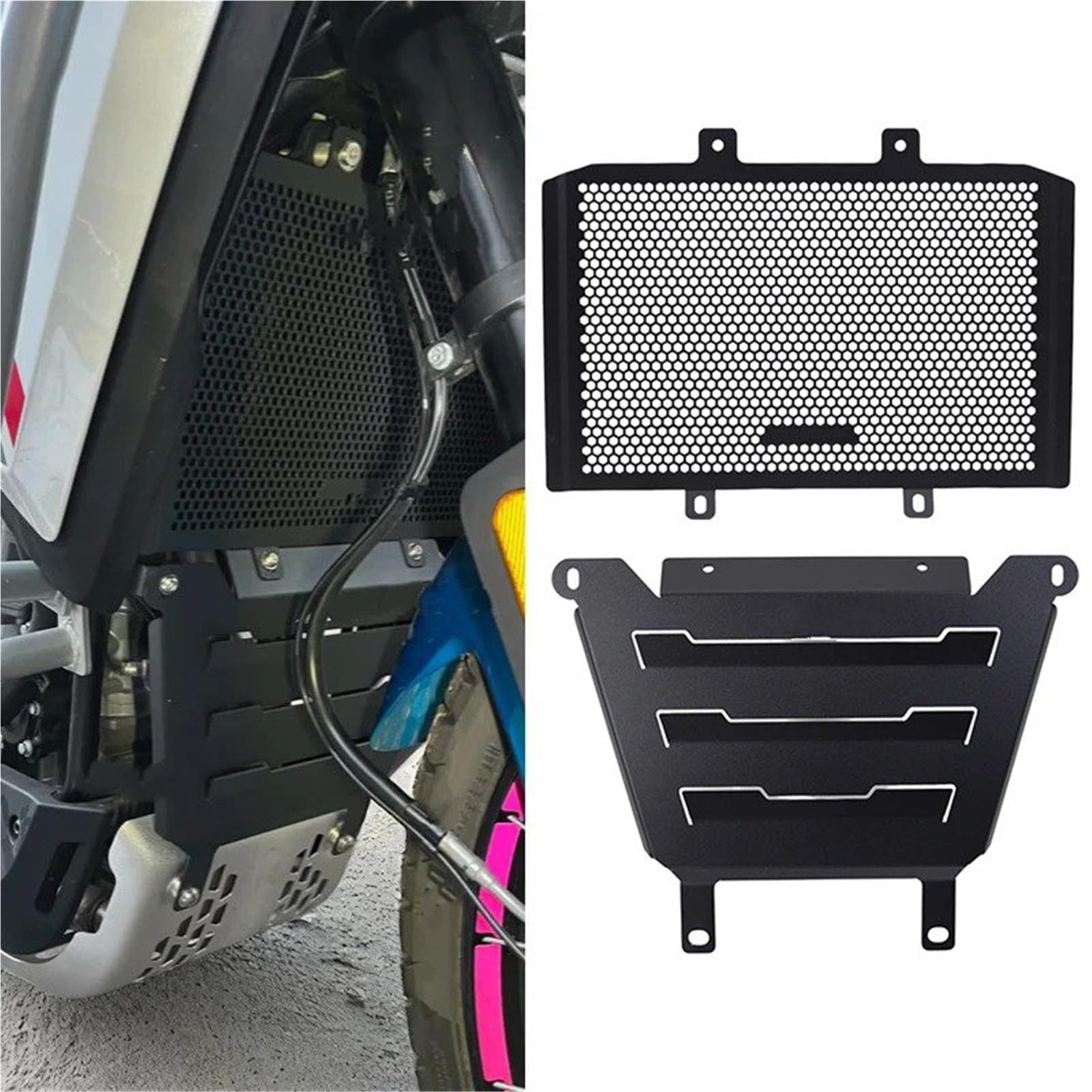 Motorrad Kühlerschutz Kühlerabdeckung Für CFMOTO 450MT 450 MT Für MT450 Für CF450MT 2024 2025 Motorrad Kühler Schutz Motor Abdeckung Protector(Black Set)
