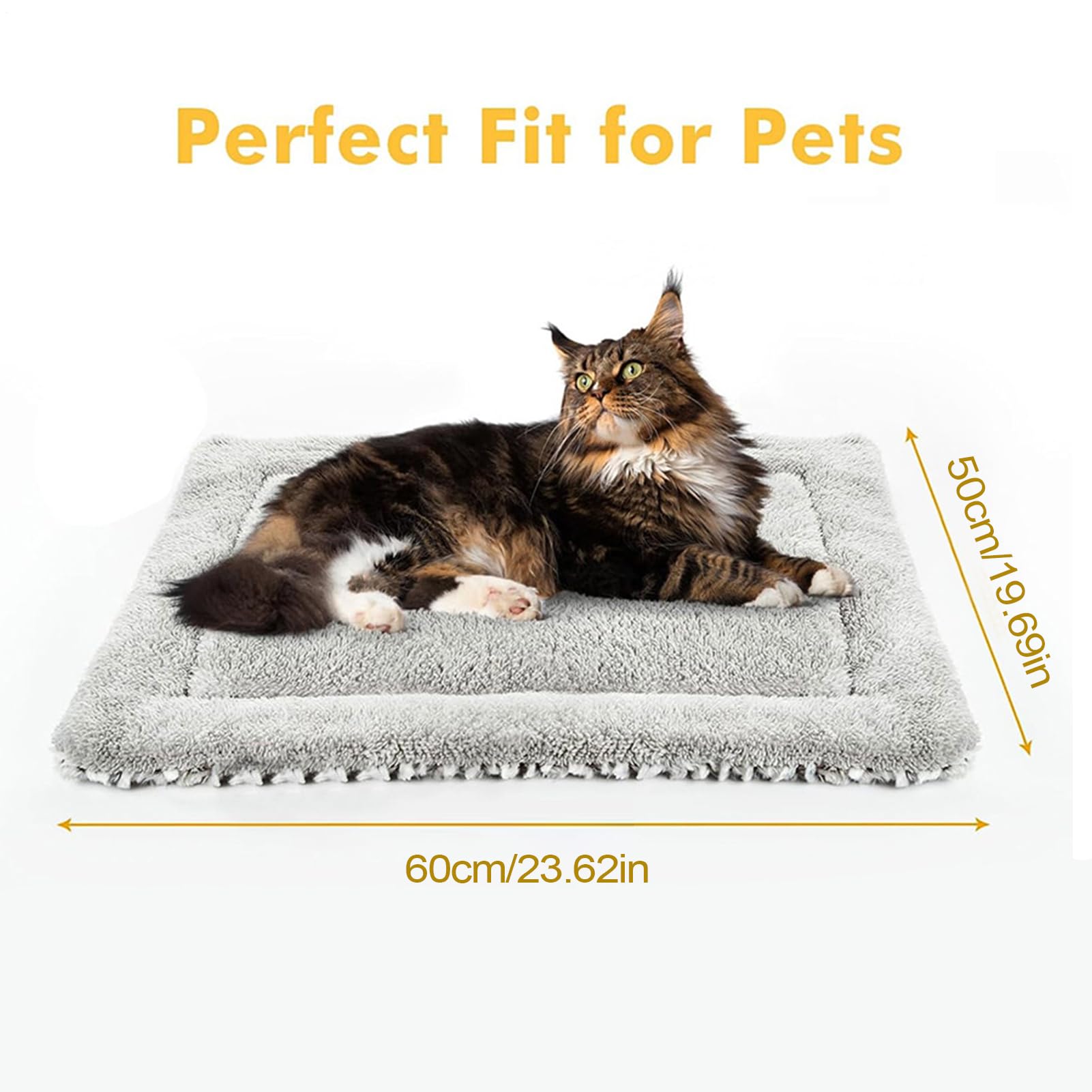 Self Warming Cat Mat, Double-Sided Pet Pad, Plush Heating Blanket with Soft, Cozy Bedding for Small Animals Medium Winter Outdoor Couch Bedside Corners Cage Home Use, 23.62x19.69x1.97 Inches