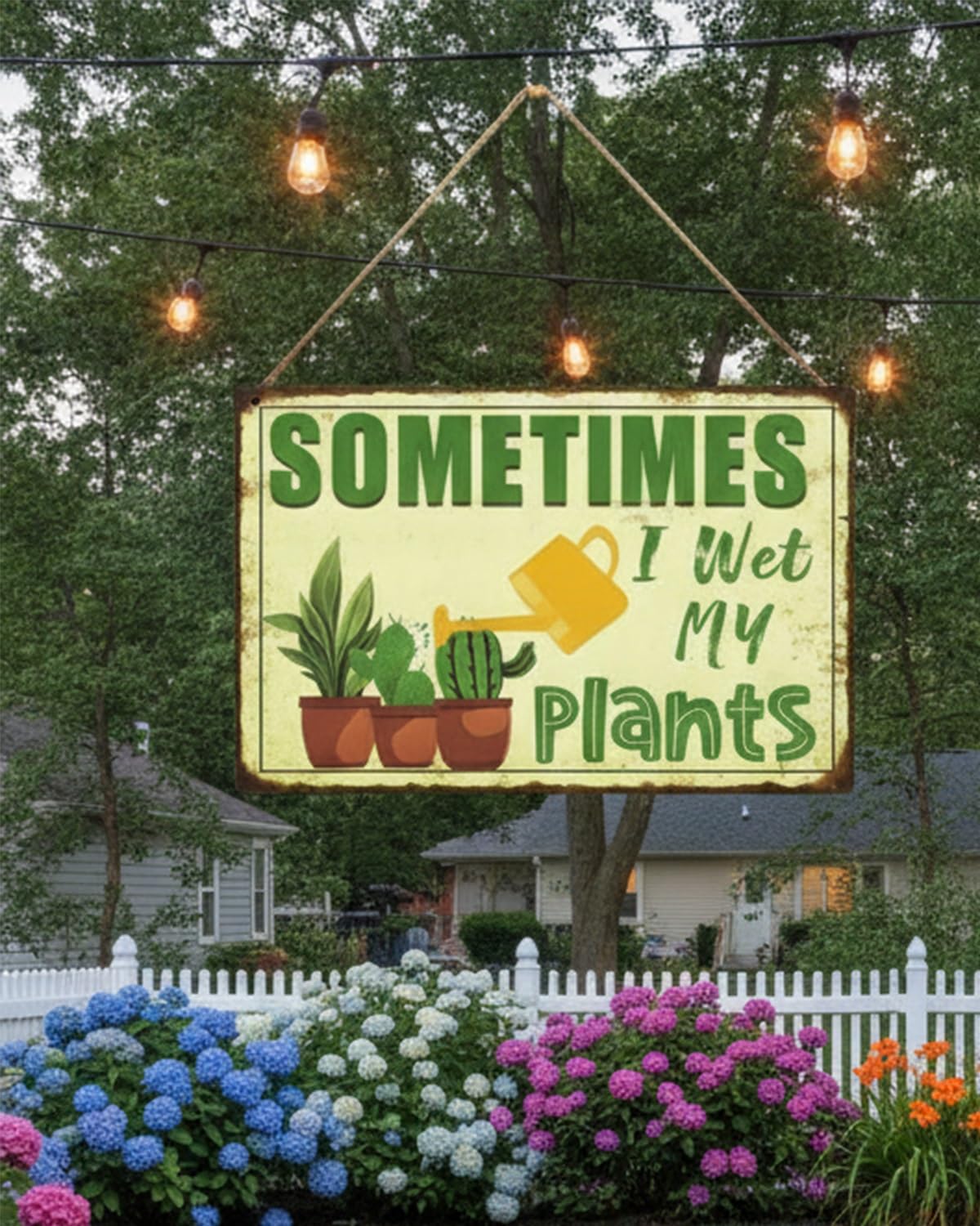 Sometimes I Wet My Plants Sign Funny Garden Decor Vintage Metal Tin Signs Gardening Decorations for Outside Plant Gifts Waterproof and Not Easily Deformed Wall Decor for Home Wall Fence(03#)