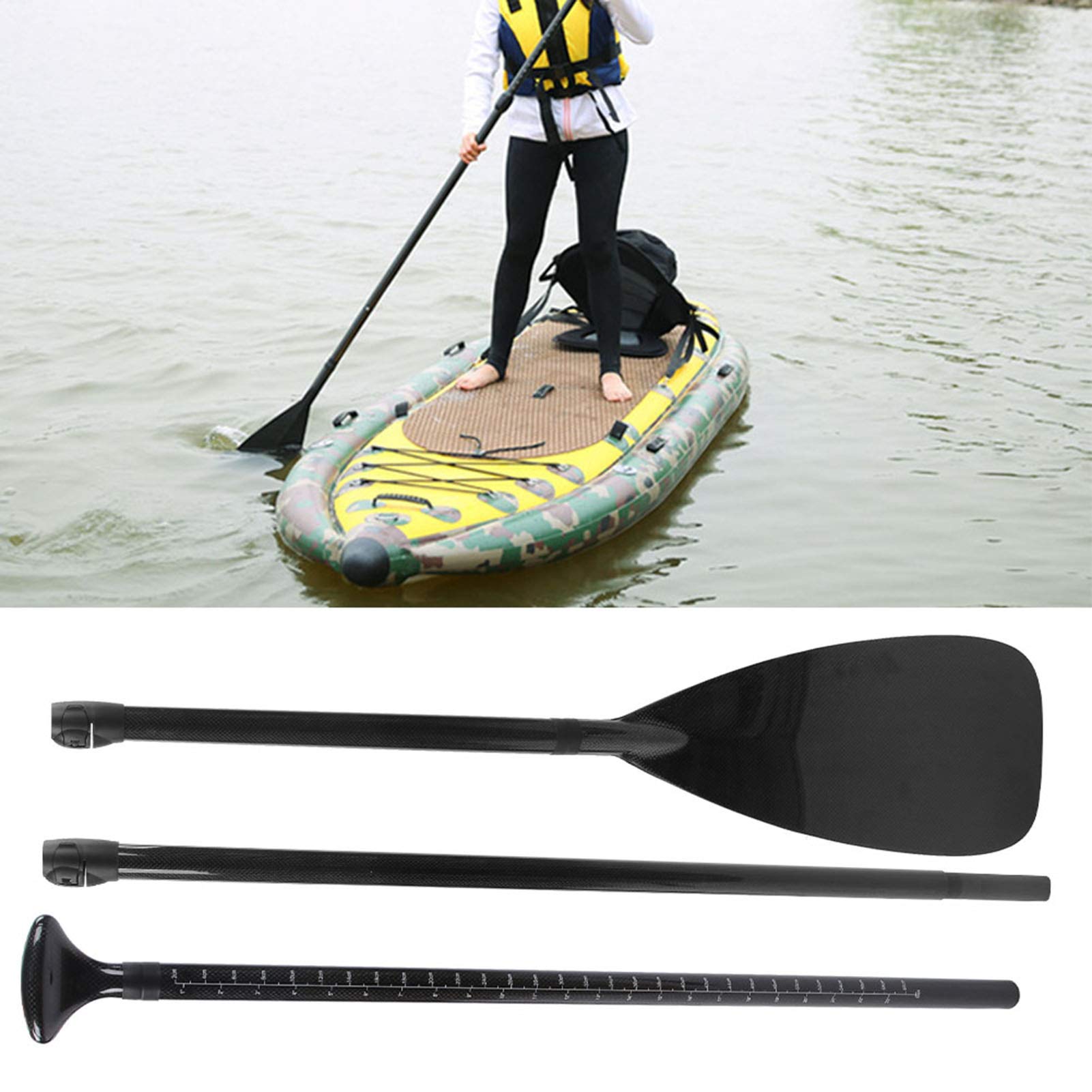 Pagaies debout en Fiber de carbone, 3 Sections, longueur réglable, pour planche de surf, Kayak, bateau gonflable