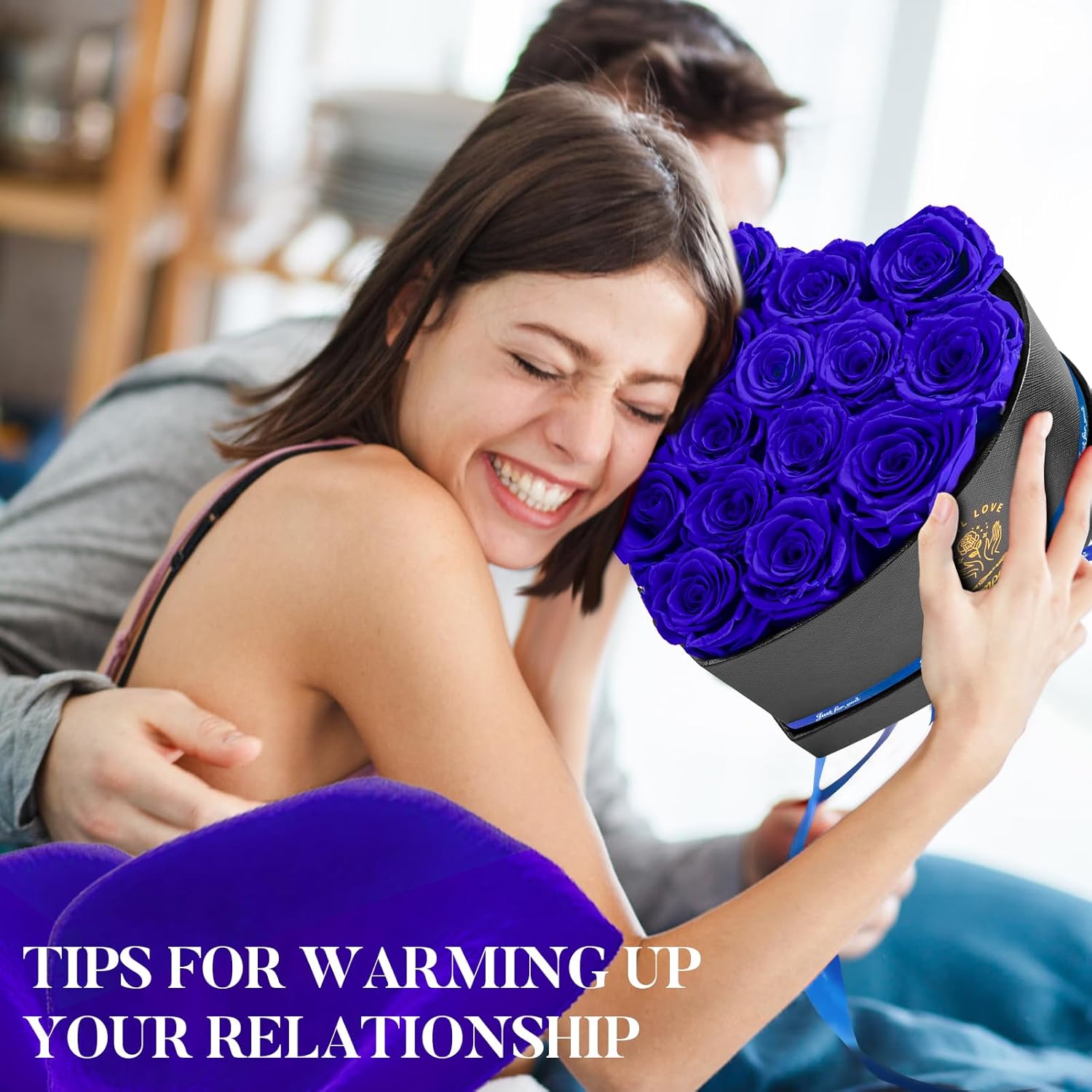 16 Preserved Flower Delivery Prime, Preserved Roses in a Box, Birthday Gifts for Women, Mother's Day, and Valentine's Day-Blue Roses - Image 7