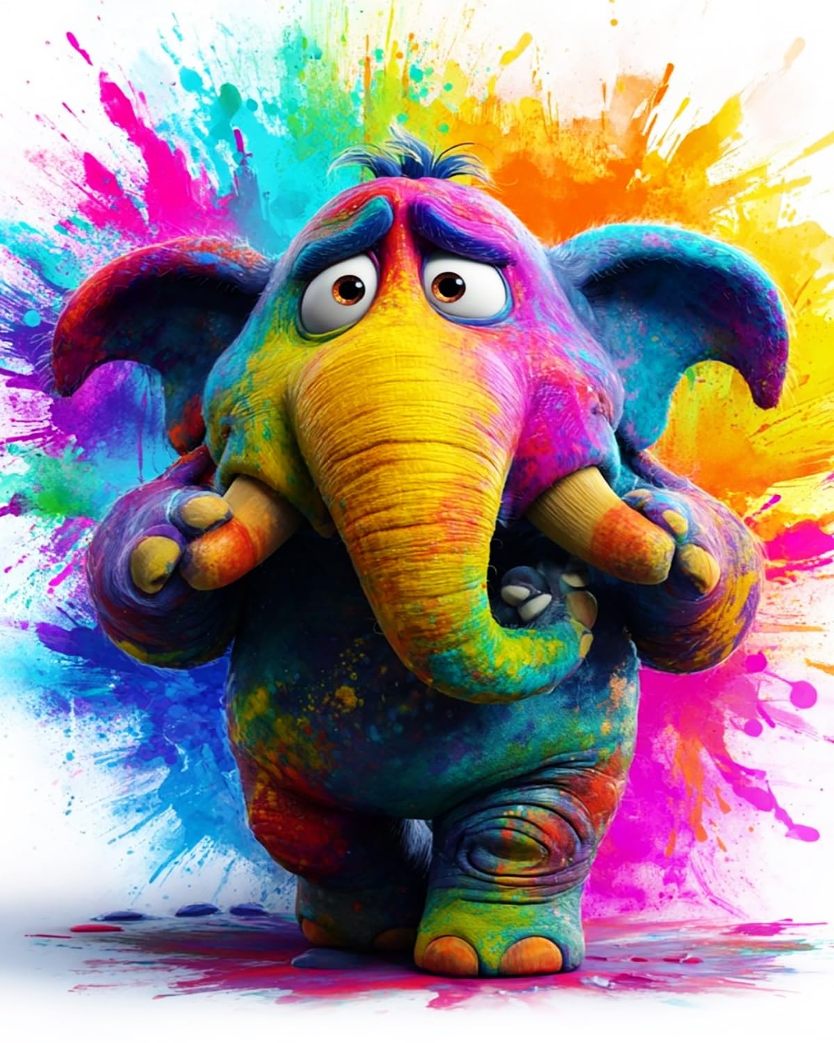LIUBAISHI Paint by Numbers for Adults, Colourful Elephant, 40x50 cm Acrylic Canvas Painting Kit with Brushes and Paints