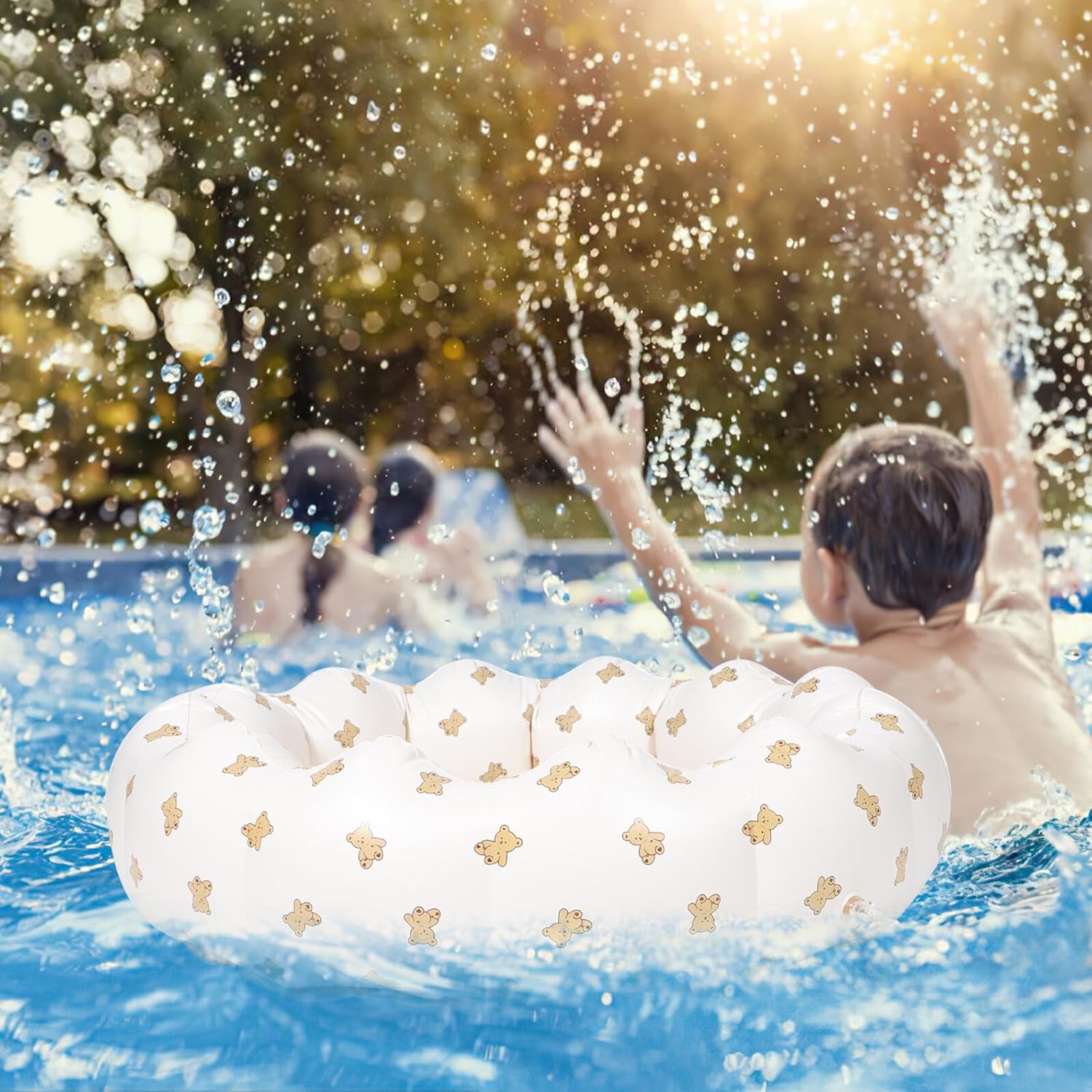 BESPORTBLE Inflatable Swimming Pool Small Round PVC Flower Bathtub for Indoor Outdoor Water Fun Summer Party Pool