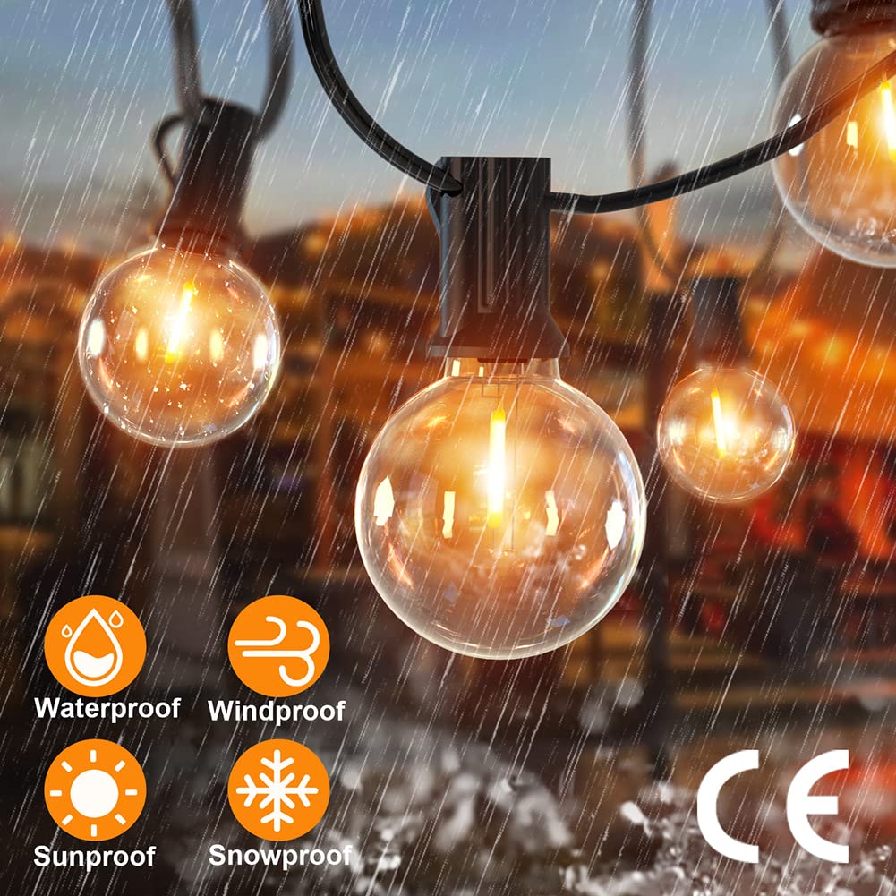 Catena Luminosa Esterno Solare, Romwish 9M/30FT Impermeabile Luci Esterno Energia Solare con 15+1 Lampadina, 4 Modalità Catena Luminosa Solare per Terrazzo, Festa, Matrimonio, Patio, Jardin