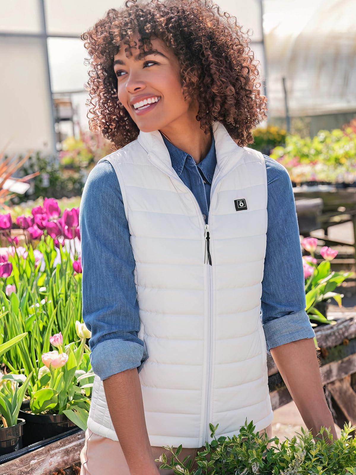 UNBON Gilet Riscaldato Donna, Giubbotto Riscaldato Donna con Batteria USB 10000mAh, Giacca Riscaldata con 3 Temperatura 6 Zone di Calore, Gilet Giubbotto Termico Riscaldante Invernale