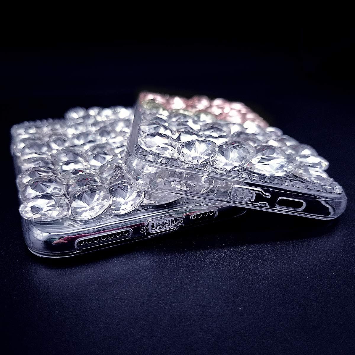 Bonitec for iPhone 11 Case 3D Glitter Sparkle Bling Case for Women Luxury Shiny Crystal Rhinestone Diamond Bumper Clear Rose Gems Protective Case Cover