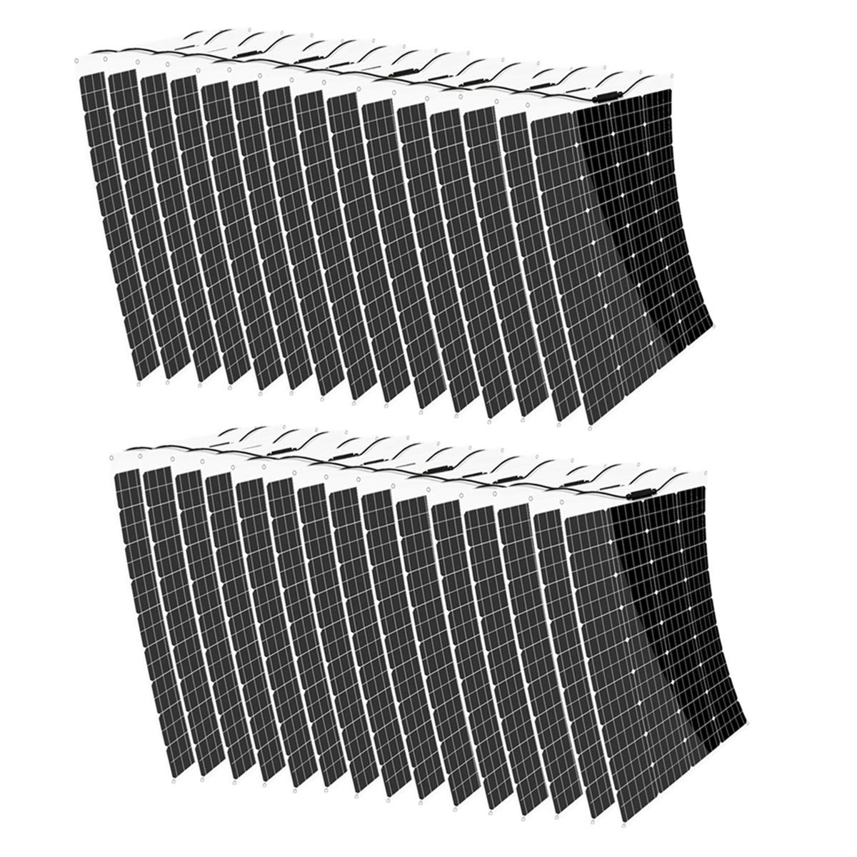 Pannello solare semiflessibile, 30 x 100 W, monocristallino, pieghevole, ad alta efficienza, leggero, per auto, case, camper, barca, telefono, campeggio, viaggi