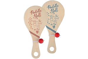 Wooden Paddle Ball Game with Carry Bag for Kids Ages 4+