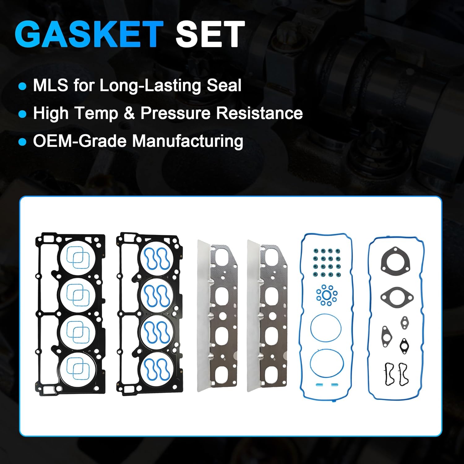 AUCERAMIC 53022263AF MDS Camshaft Lifter Kit w/Head Gasket Set Fit for 2009-2019 Ram 1500 Hemi 5.7L Replace 53021728AE HS26423PT