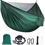 Double Single Camping Hammock, Portable Lightweight Parachute Nylon Hammock for Backpacking Outdoor Travel Beach Yard
