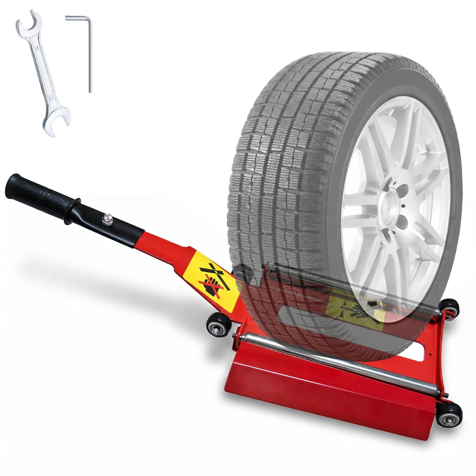 Wayona Cric de pneu portable avec plaque roulante, outil de levage de pneu avec poignée amovible pour voitures, SUV et camions tout-terrain, outil de cric de levage de pneu sans effort pour le retrait