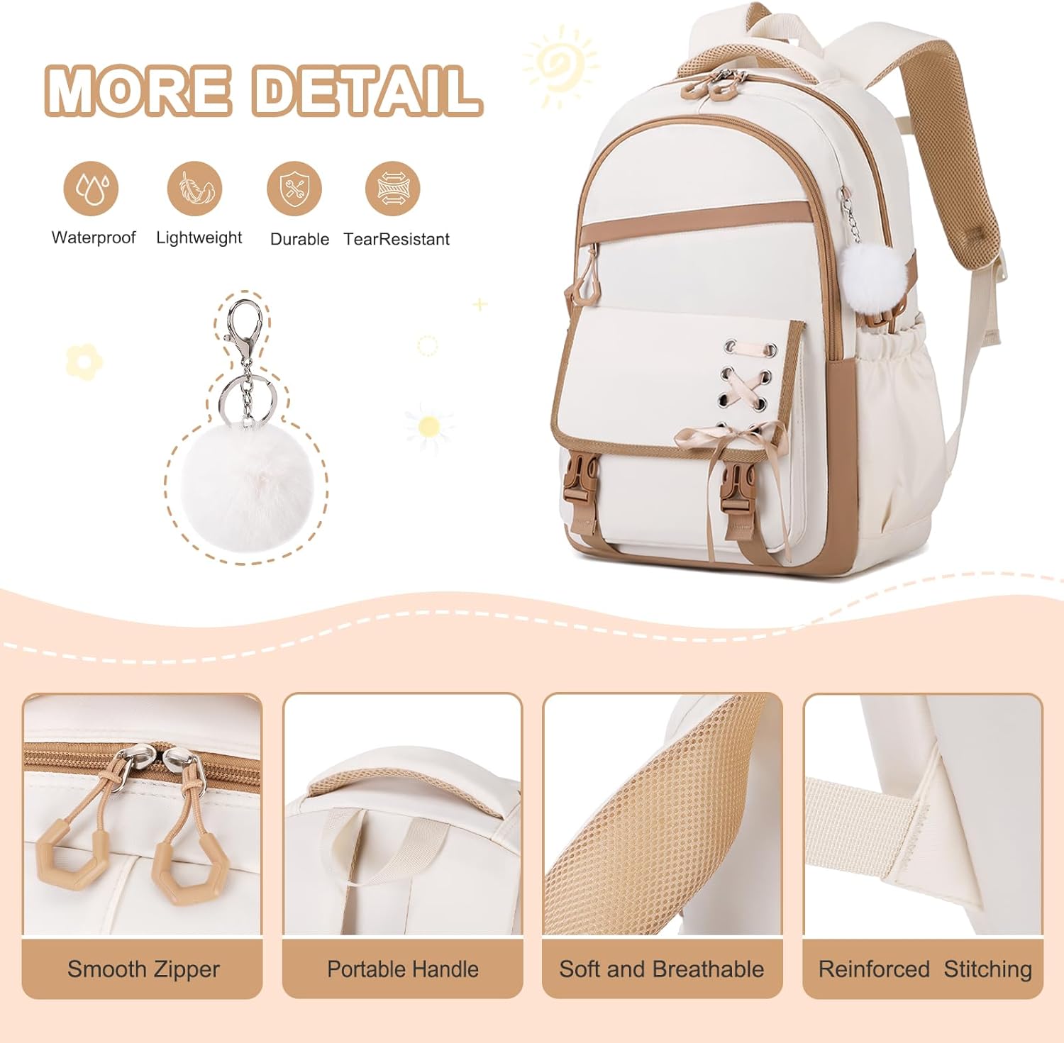 3PCS Girls Backpack for School, Kids Backpack for Girls with Lunch Bag Pencil Case, Kids Bookbag Teen Backpacks for Elementary Middle High School - Image 4