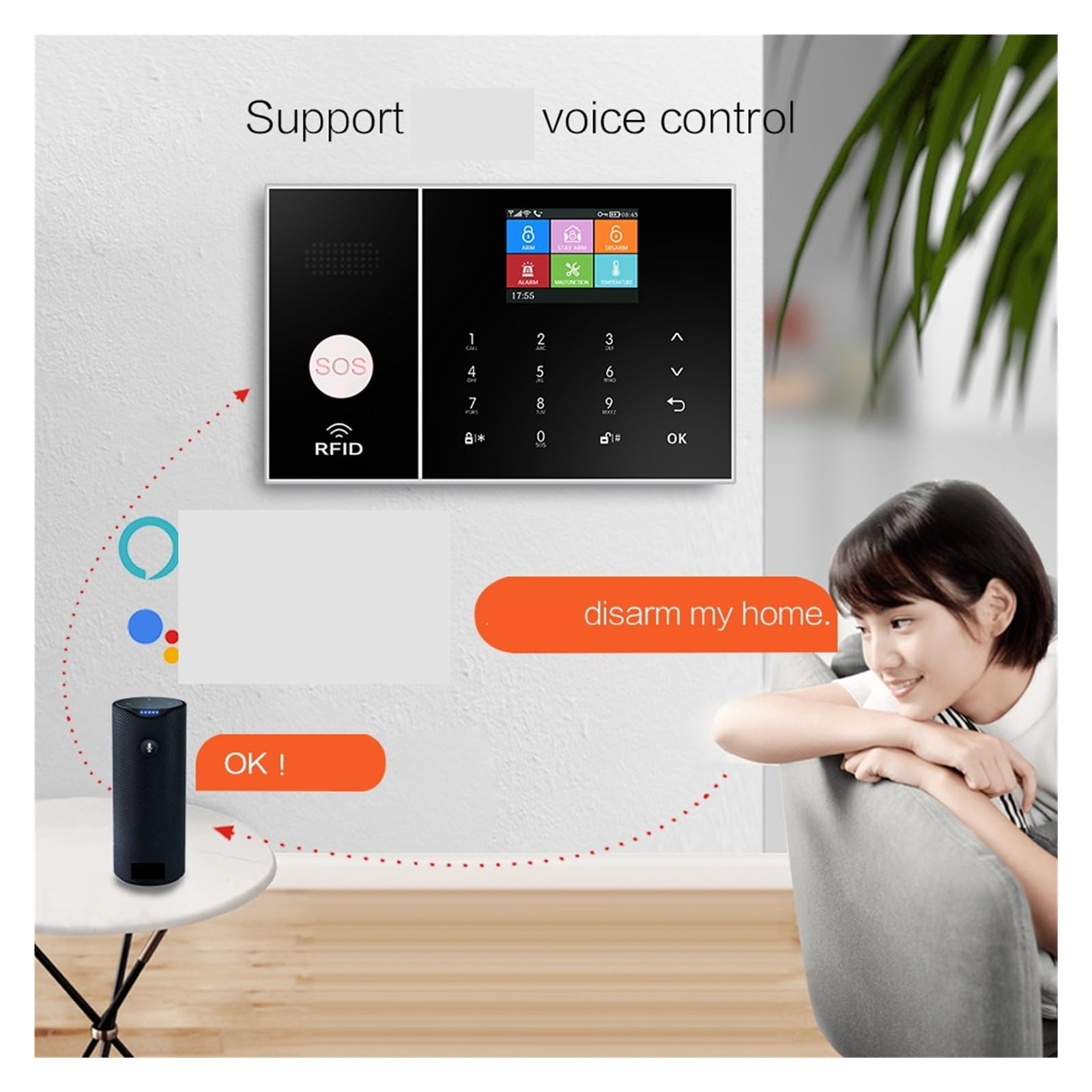 Di Allarme Sicurezza WIFI For La Casa E L'azienda Lavoro Controllo APP Tuya Smart Life Multilingue Monitoraggio Remoto(H)