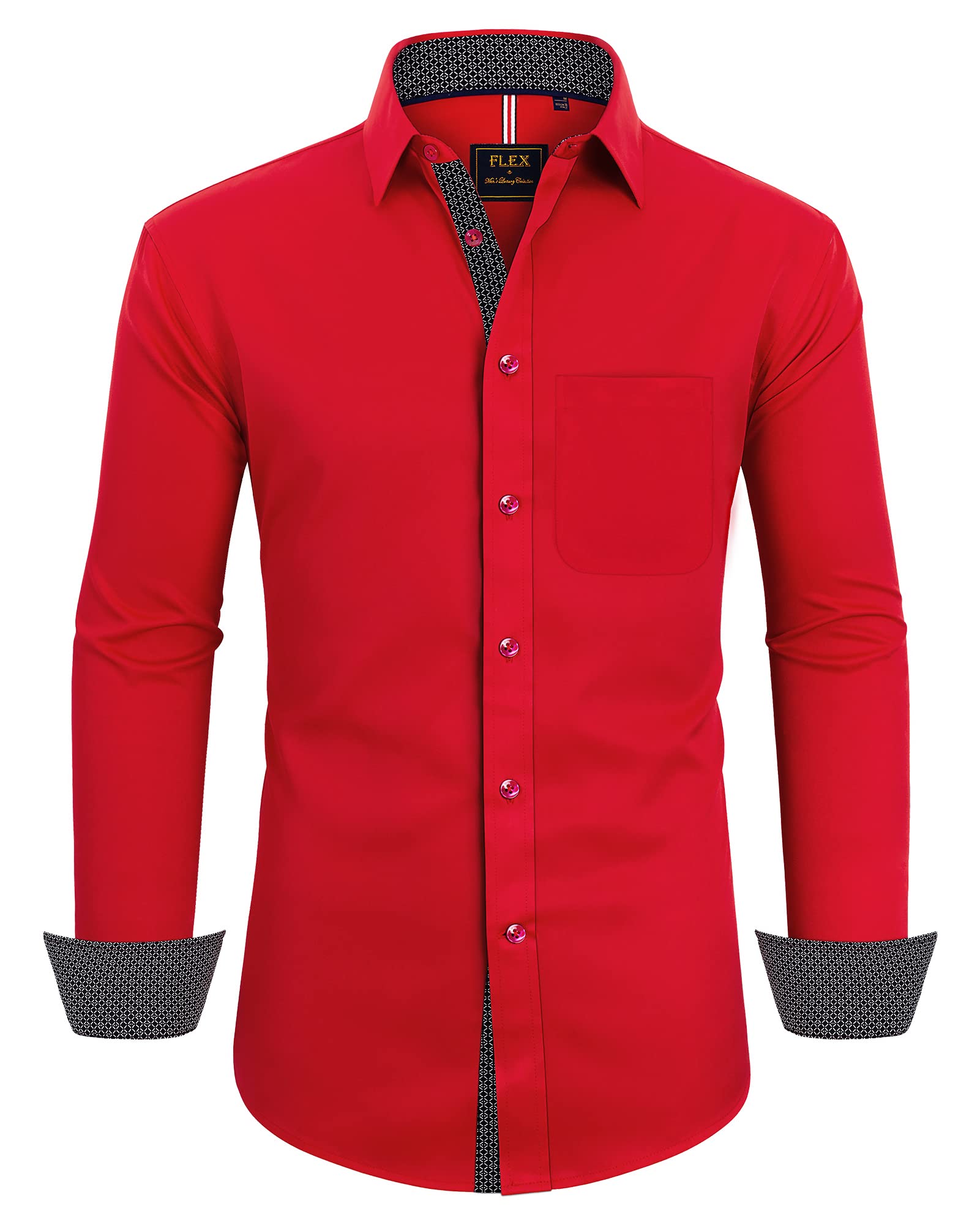 Alimens & Gentle Men's Dress Shirts Long Sleeve Wrinkle-Free Business Casual Button Down Shirt