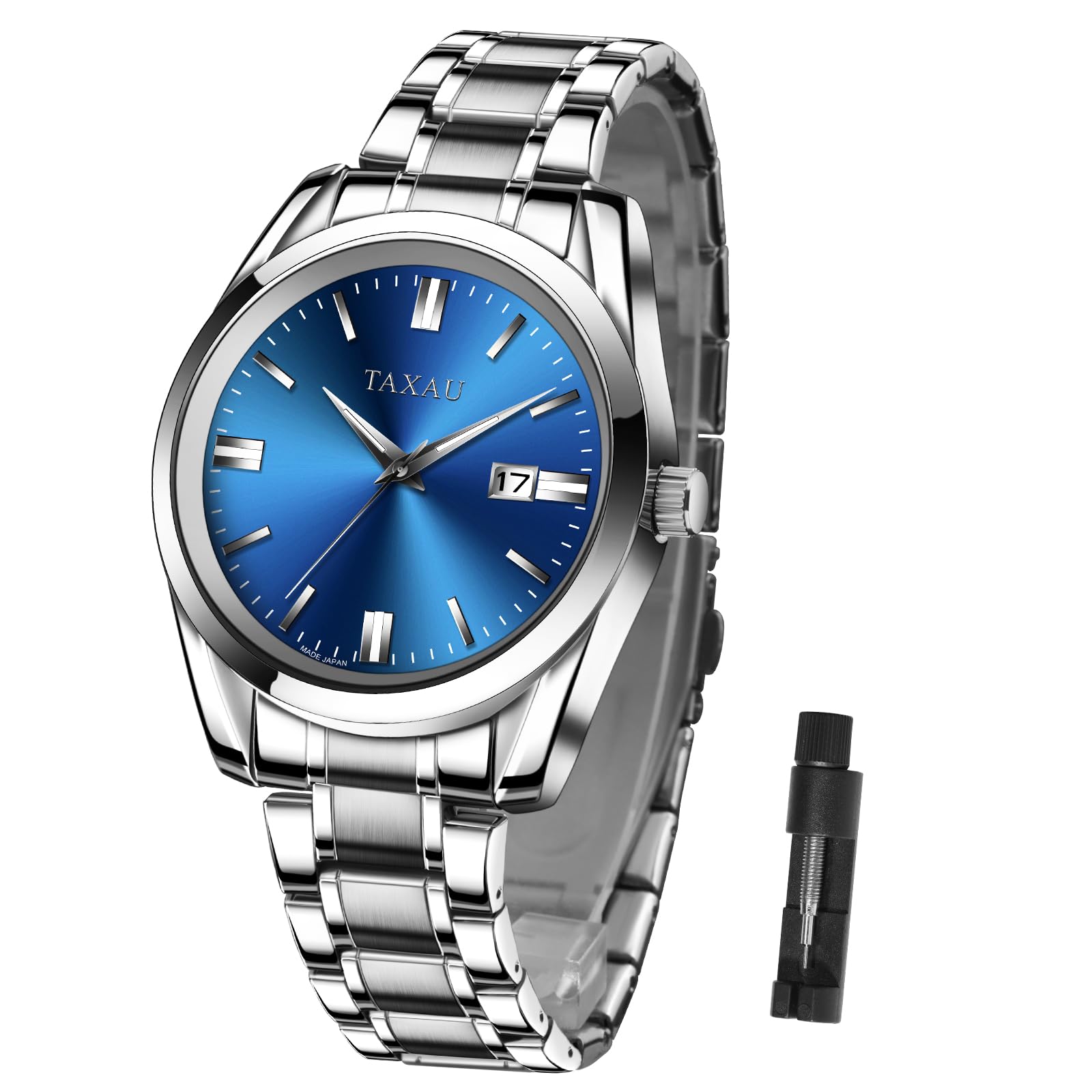 Taxau Armbanduhr Herren Chronograph Analogue Quartz Uhr Herren Edelstahl Wasserdicht Leuchtende Klassische Luxus Business Herrenuhren Geschenke für Männer