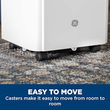 GE 8,000 BTU Portable Air Conditioner for Small Rooms up to 150 sq ft. (5,100 BTU SACC), 3-in-1 with Dehumidify, Fan and Auto Evaporation, Included Window Installation Kit