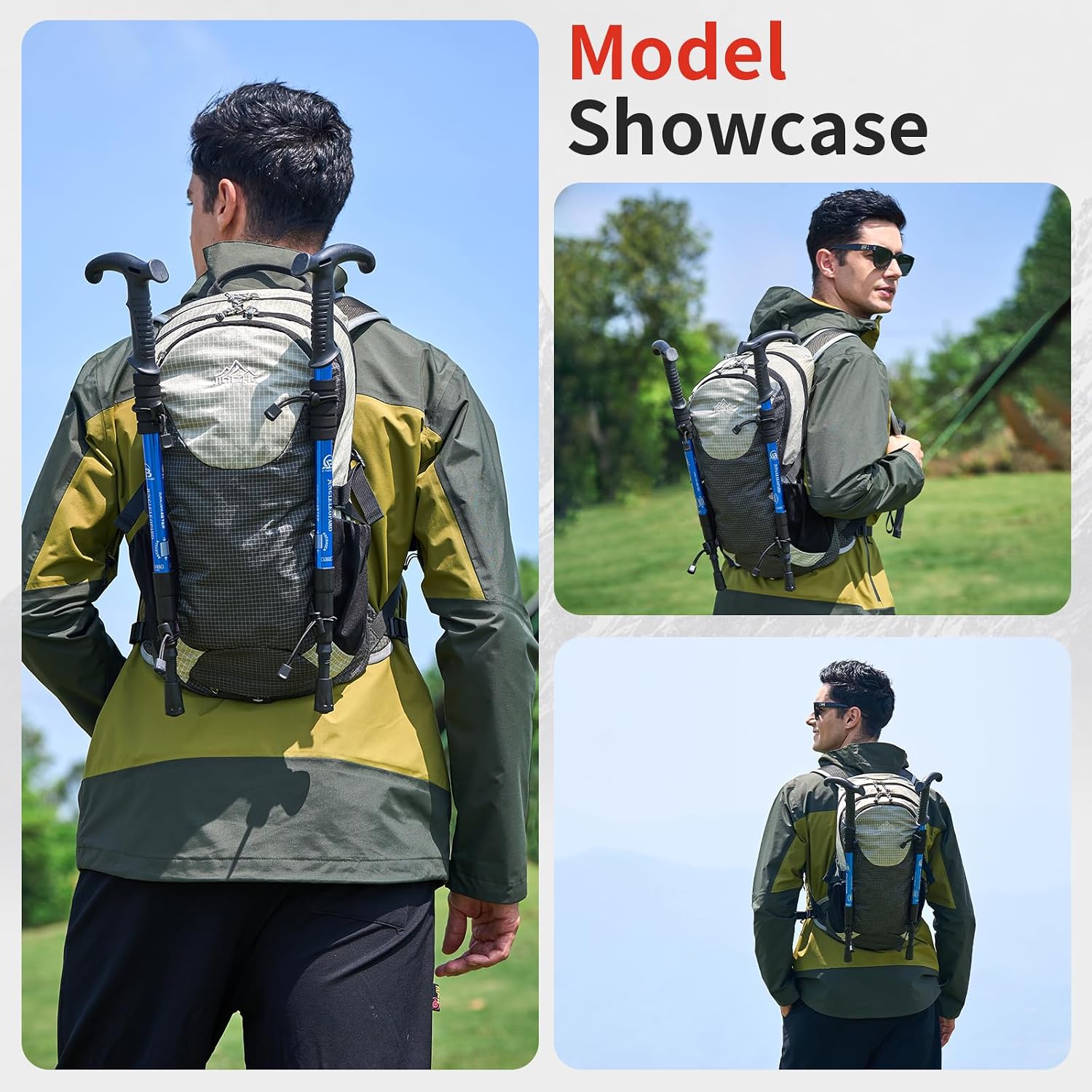 18L Small Hiking Backpack with Internal Frame & Rain Cover, Lightweight Backpacking Pack with Adjustable Chest Strap, Breathable Daypack for Hiking, Camping, Trekking, Travel, Men & Women(Black,18L)