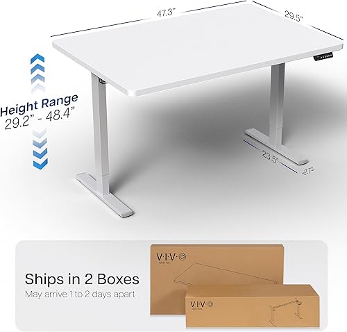Vista 448 de VIVO DESK-KIT-1W6G - Escritorio eléctrico de pie de 60 x 24 pulgadas, ajuste de altura de memoria, serie 1B, parte superior de nogal oscuro de una