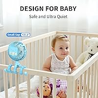 Vista 6 de AMACOOL Ventilador de cochecito a pilas, esenciales de viaje para bebés para la playa, Disney, para recién nacidos, regalos de baby shower, búsqueda