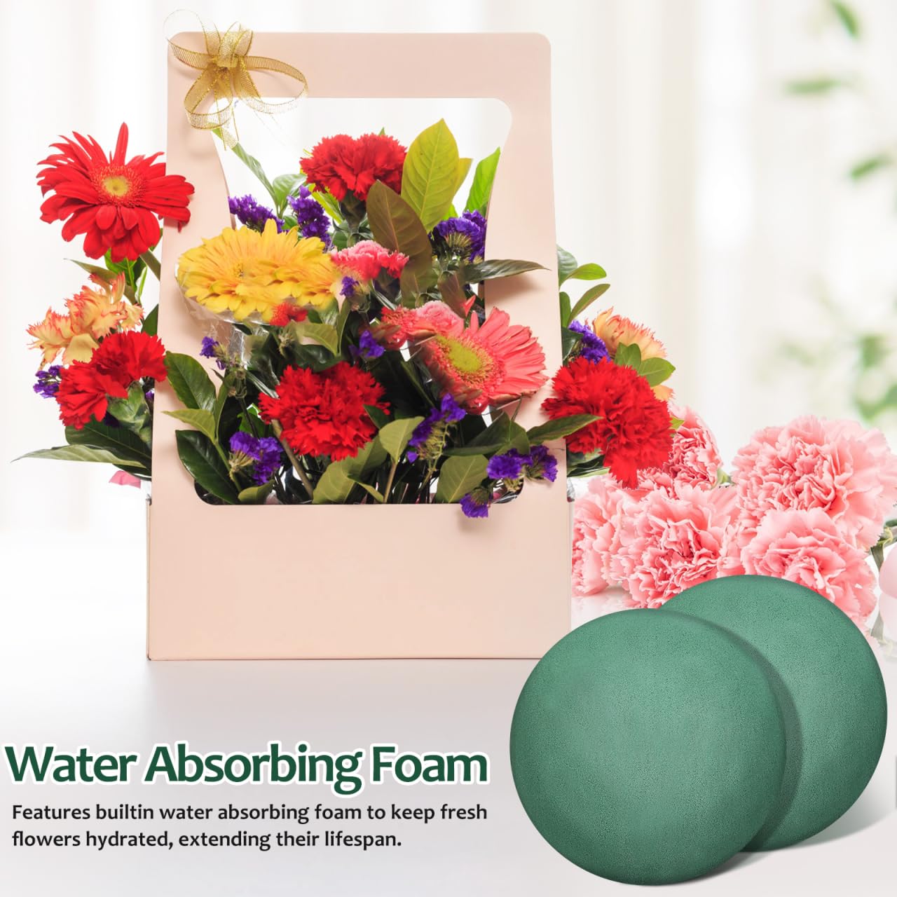 Homoyoyo Schiuma per fiori, 3 pezzi, rotonda, in gommapiuma, per il fai da te, composizione floreale, fango
